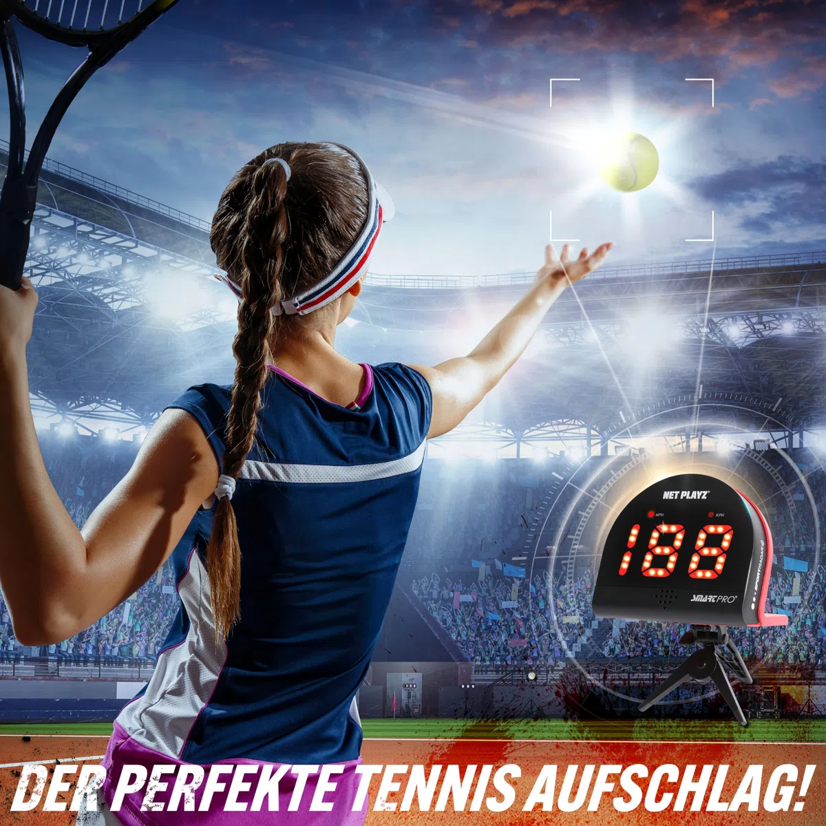 NET PLAYZ Speed Radar Smart Pro Geschwindigkeitsmessgerät, Geschenke für Fußball, Tennis, Baseball, Golf Spieler, Trainer und Fans, Schwarz