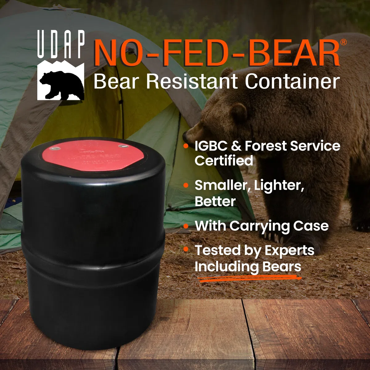 NO-FED-BEAR UDAP BRCWC Aufbewahrungsbehälter für Wandern, Camping, Rucksackreisen, Jagd, mit Tragetasche, 2 Liter, 20,3 x 25,4 cm