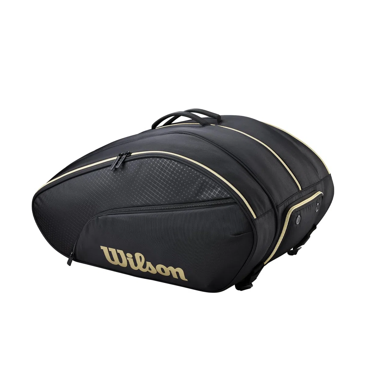 Wilson Defy V1 Padel-Tasche, Mit Thermoguard-Schutz für sechs Padel-Schläger, Kombiniert Komfort, Praktikabilität & Vielseitigkeit, Farbe: Schwarz/Gold