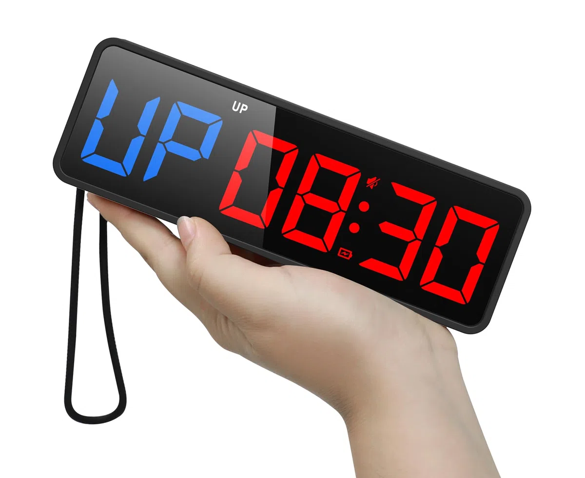ANJANK Tragbarer Magnet Gym Timer & Uhr, CountDown/UP, Stoppuhr, Workout Intervall-Timer mit Fernsteuerung, Fitness Timer für Home Gym