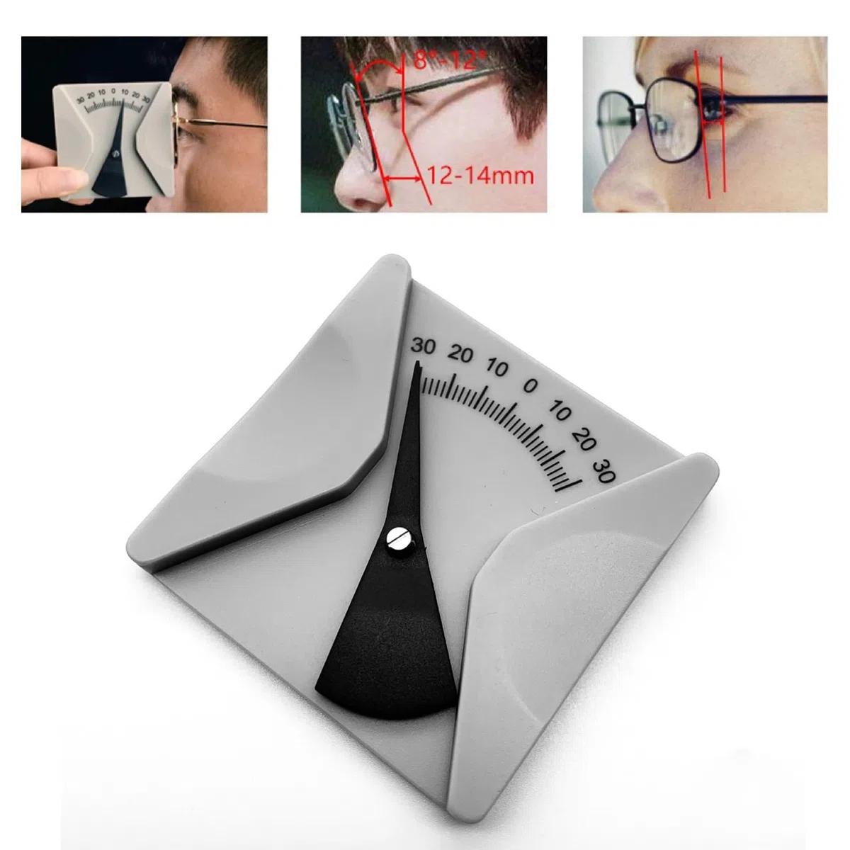Brillen-Neigungsmesser-Lineal – Präzises Optisches Winkelmesswerkzeug Mit Handklemmkerbe | Brillenreparaturausrüstung Für Optiker, Optische Fabrik, Brillenwerkstatt