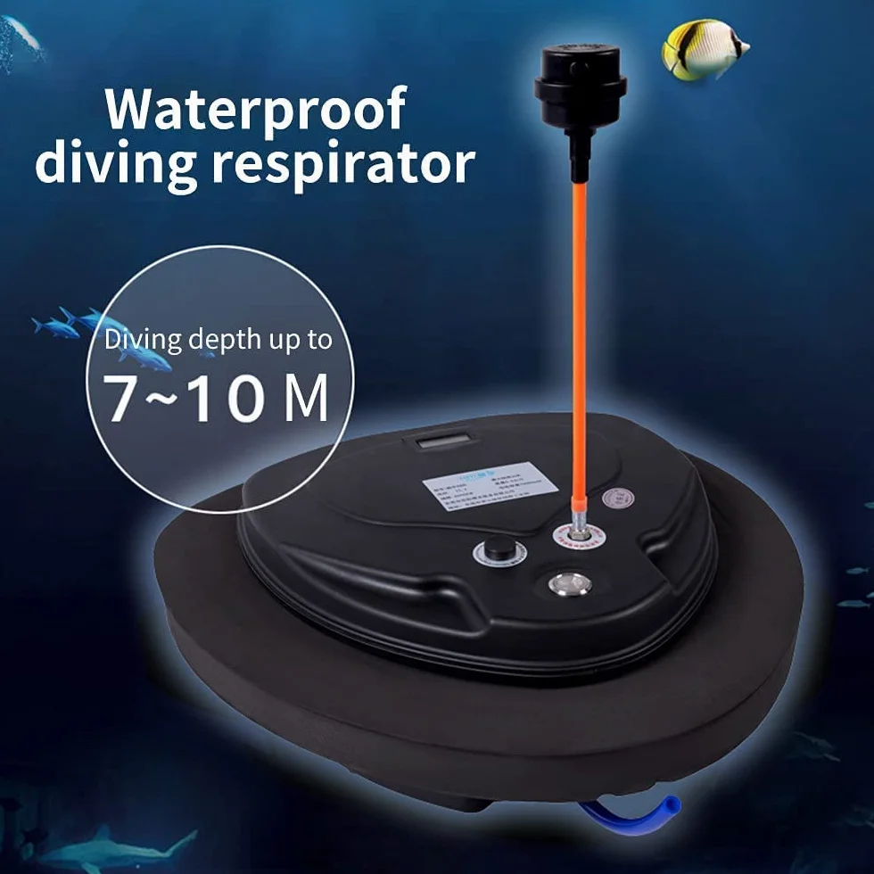 3,5 H Tauchsystem, Tragbare Scuba Tauchausrüstung Tauchtank mit Ladebatterien, Octopus Regulator und Tauchfahne, Tanklos Tauchausrüstung Unterwasser Atmung für Erwachsene, Schwarz