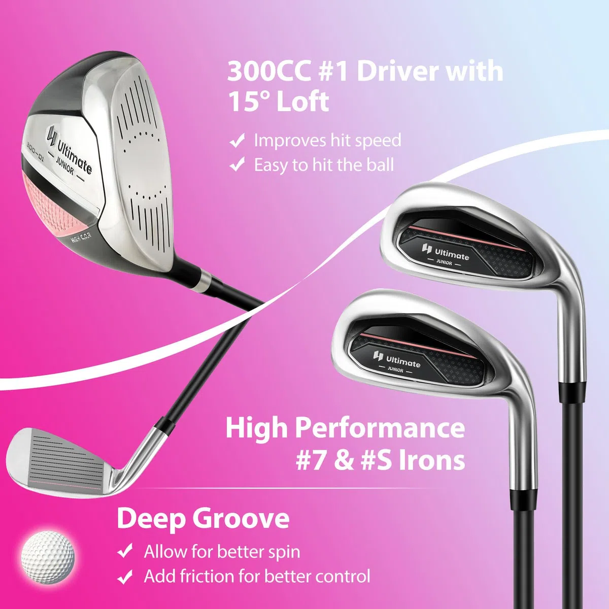 LIFEZEAL Komplettes Golfschläger-Set für Kinder, Golftasche mit 4 Golfschlägern, Tragbares Golfbag mit Stauraum, Trolleybag Junior mit Schultergurten, Ideal für Jungen & Mädchen von 8-10 Jahren