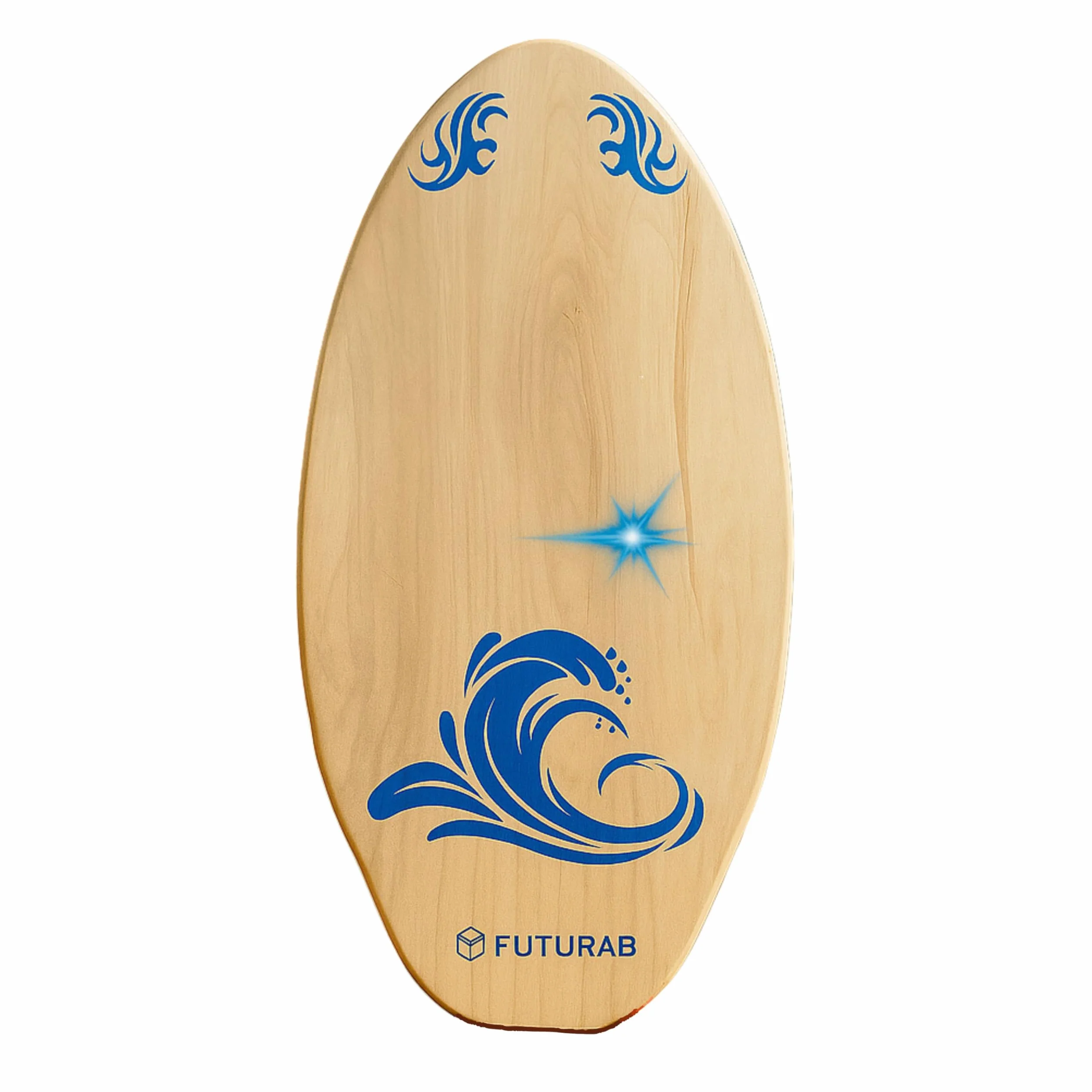 Skimboard aus Holz FUTURA8 – Leichtes rutschfestes wasserfestes Board für Erwachsene und Anfänger – Strand Nasser Sand und kleine Wellen