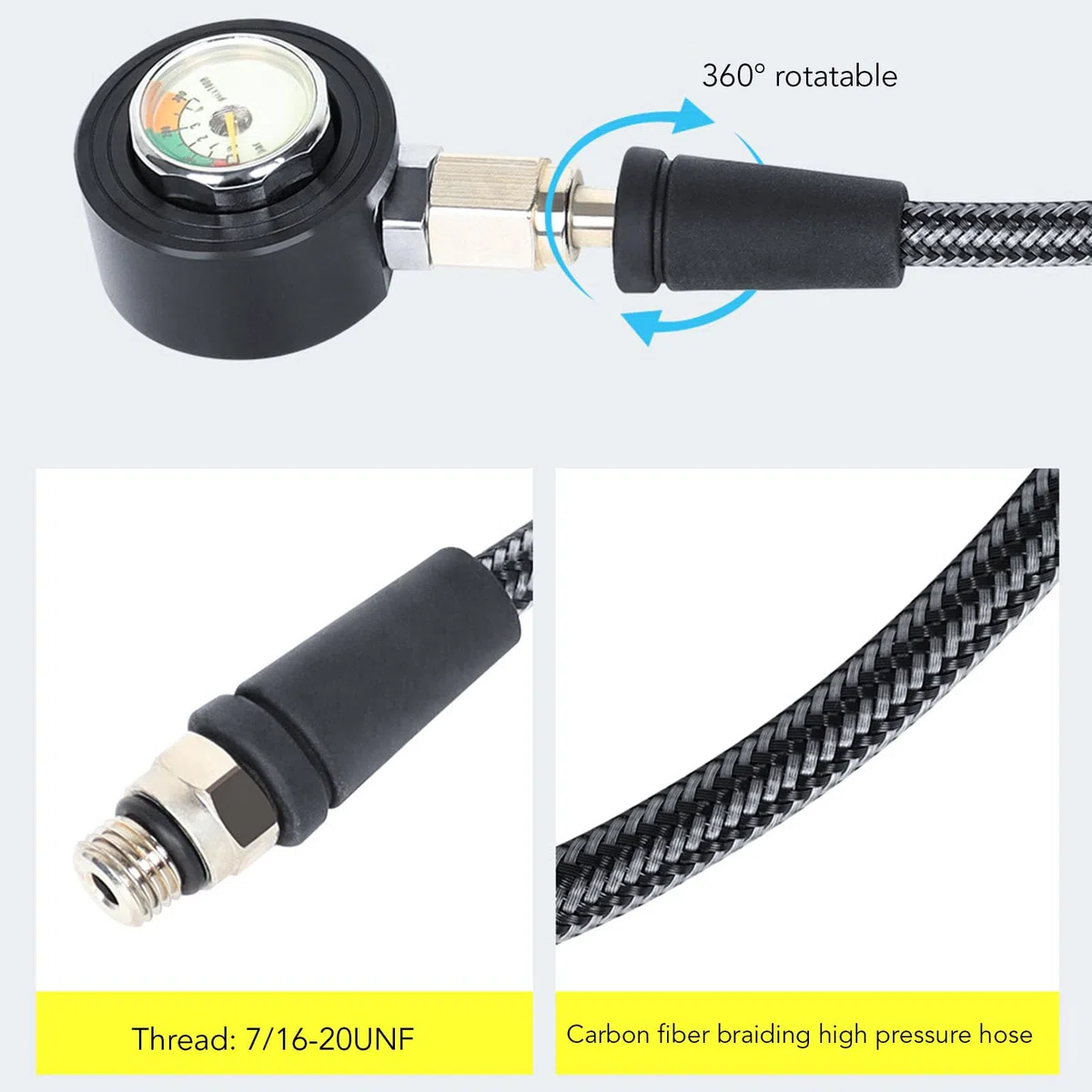 Ausla Tauchregler-Set, Tauchregler der Ersten Stufe aus Aluminium mit Regler der Zweiten Stufe und Manometer, Kompaktes Unterwasser-Atemsystem für Sporttaucher