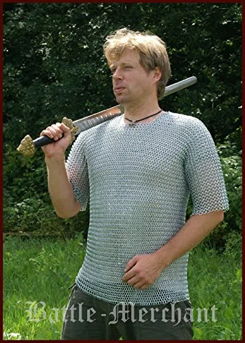 Battle-Merchant Kettenhemd, Kurzarm, verzinkt, Gr. XL