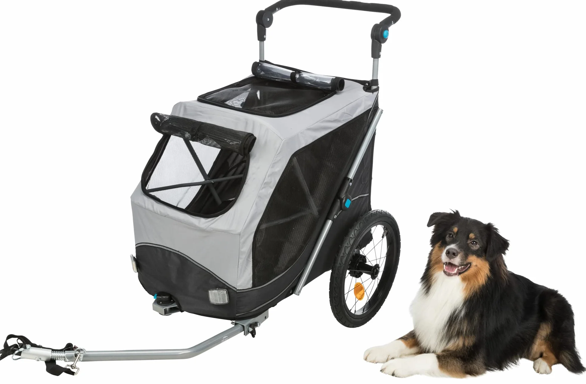 TRIXIE Hundeanhänger für das Fahrrad 46 x 50 x 67 cm bis zu 22 kg – reflektierender Hundefahrradanhänger mit praktischer Schnellfaltfunktion – mit integriertem Kissen und Leine, 12796