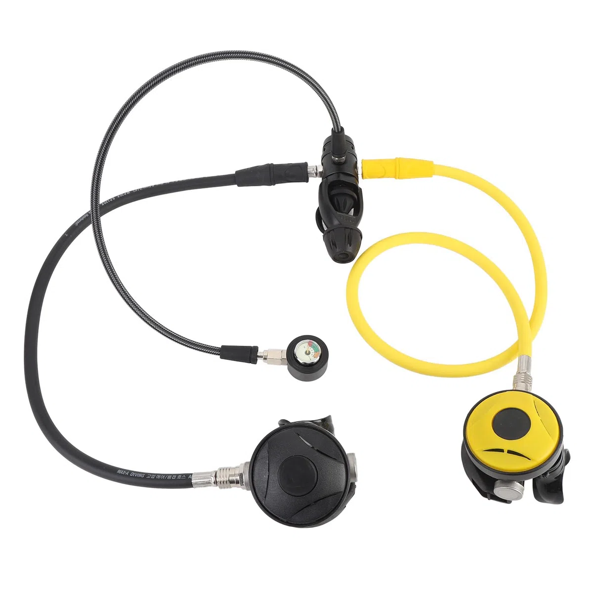 Ausla Tauchregler-Set, Tauchregler der Ersten Stufe aus Aluminium mit Regler der Zweiten Stufe und Manometer, Kompaktes Unterwasser-Atemsystem für Sporttaucher