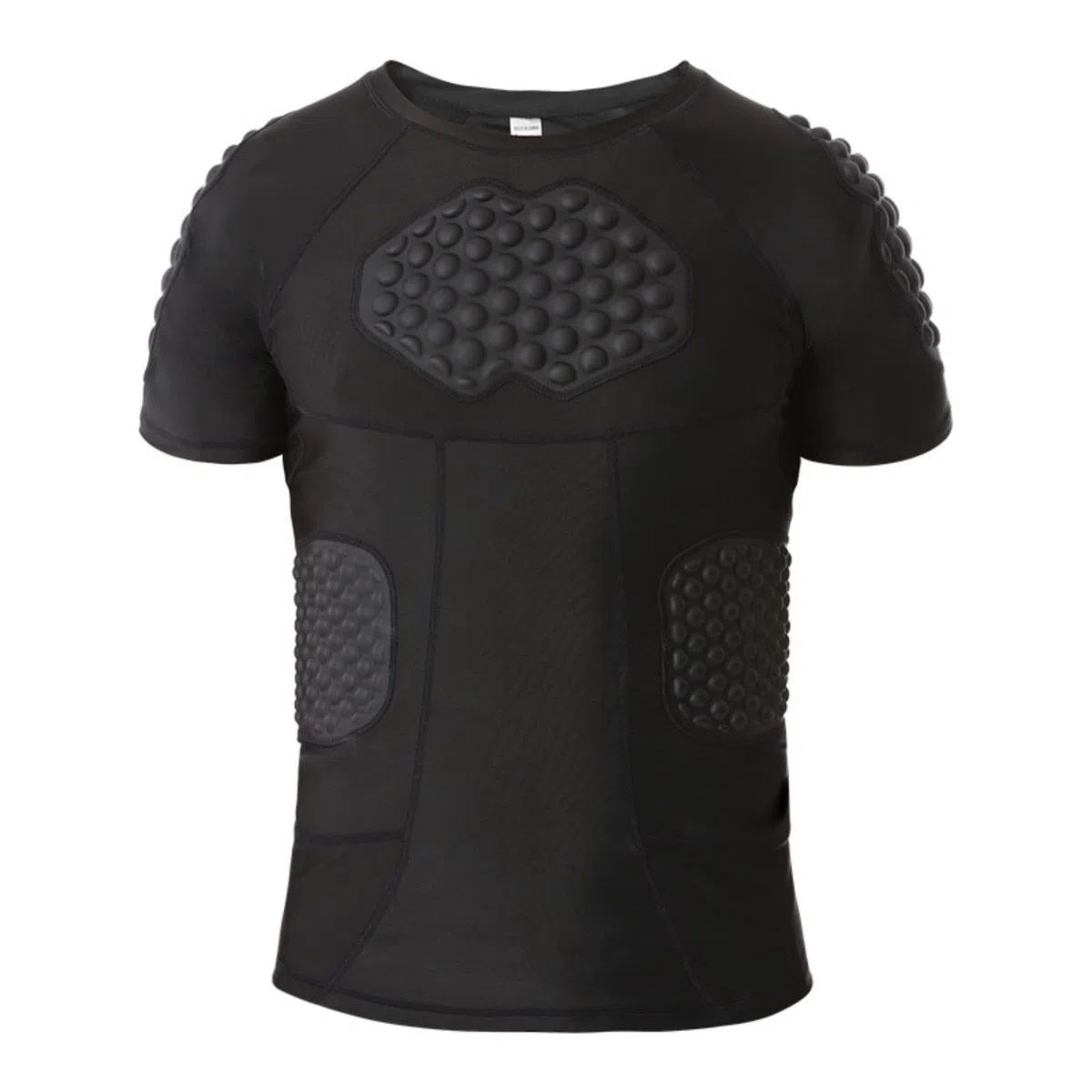 Hotfiary Herren gepolstertes Kompressions Shirt für Fußball Paintball Baseball Basketball, 6-Pads Kurzarm Fußball Rippe Brustschutz, Fußball Schutzausrüstung Herzschutz Sternum Schutz