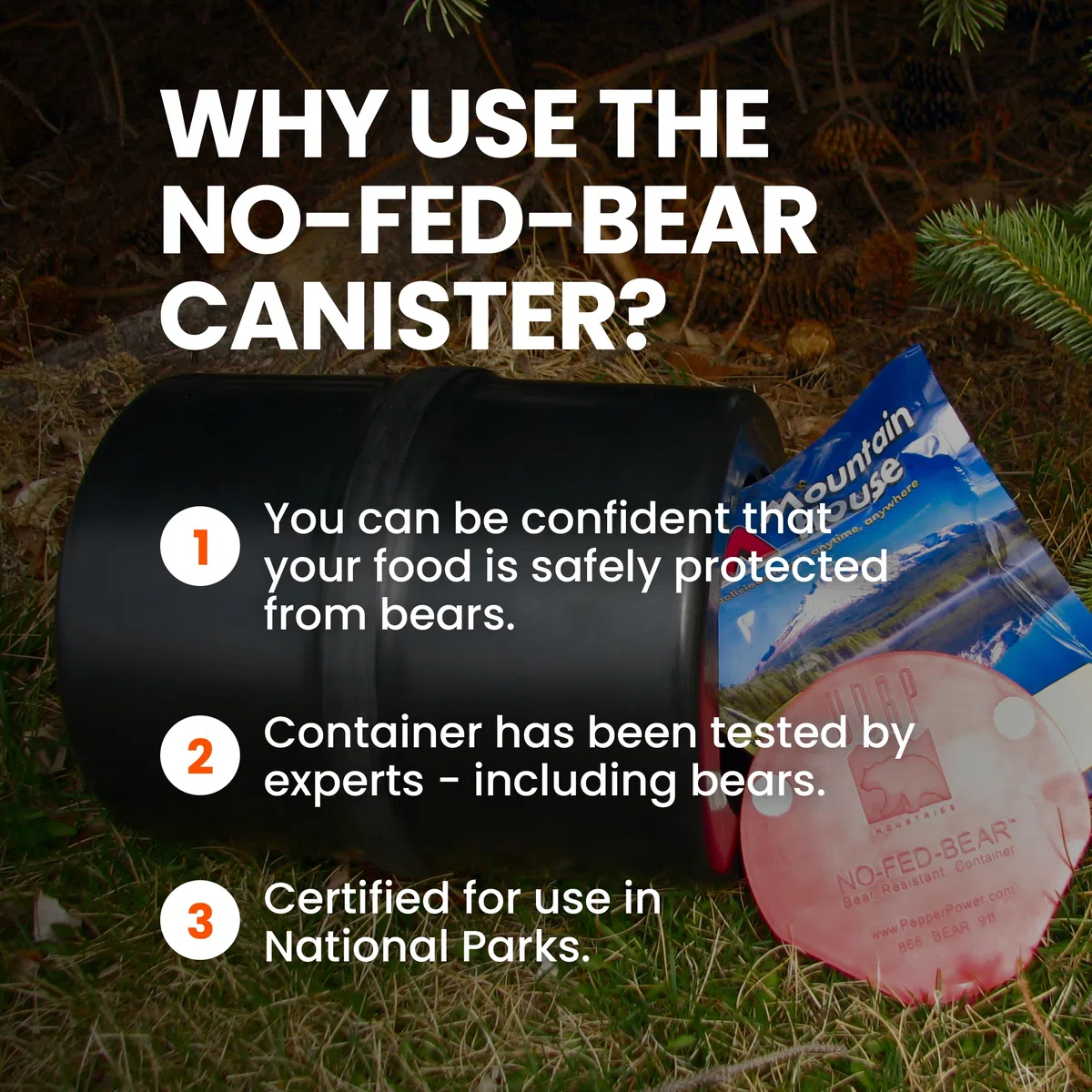 NO-FED-BEAR UDAP BRCWC Aufbewahrungsbehälter für Wandern, Camping, Rucksackreisen, Jagd, mit Tragetasche, 2 Liter, 20,3 x 25,4 cm