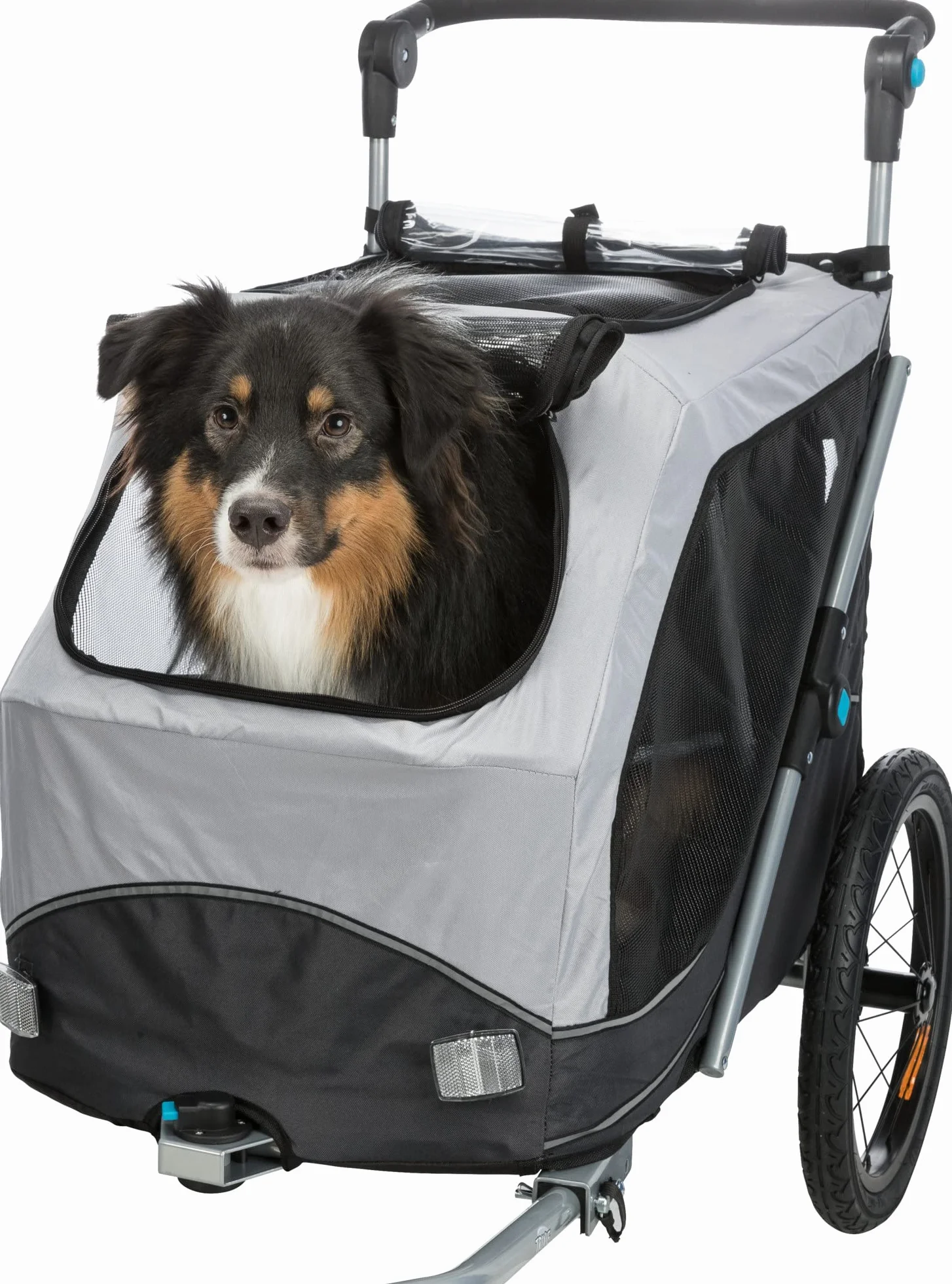 TRIXIE Hundeanhänger für das Fahrrad 46 x 50 x 67 cm bis zu 22 kg – reflektierender Hundefahrradanhänger mit praktischer Schnellfaltfunktion – mit integriertem Kissen und Leine, 12796