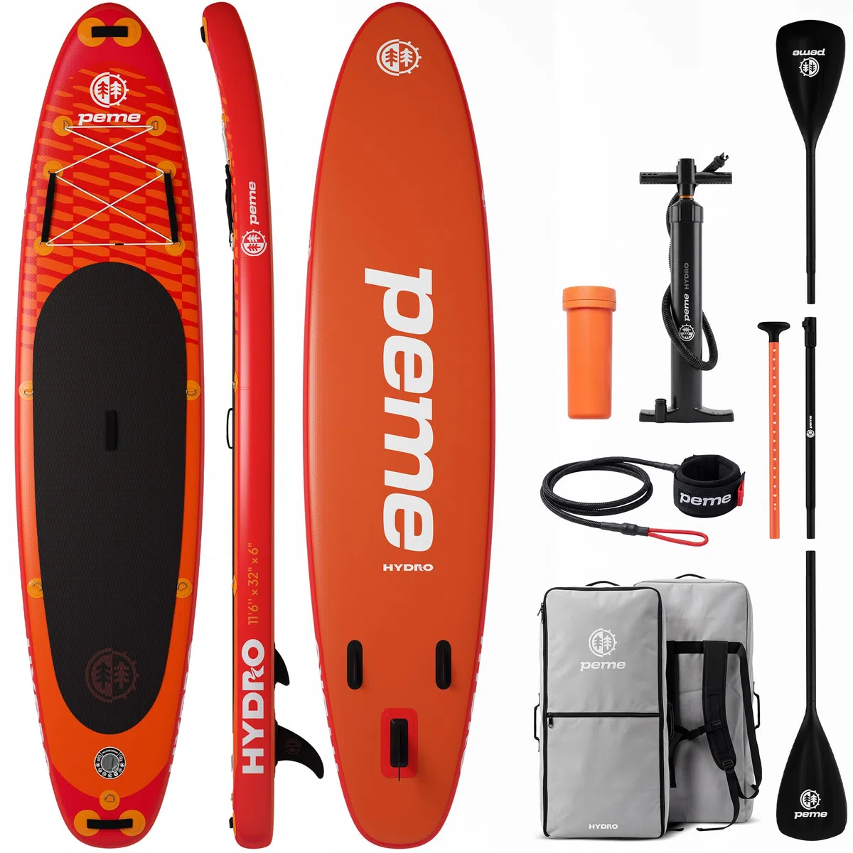 peme Stand Up Paddling Board SUP Paddle Standup Sub Surfbrett mit Zubehör Surfboard Paddelboot für Wassersport bis 150/166 kg Allround Paddleboard Supboard und Doppelpaddel – Hydro 320 350 cm