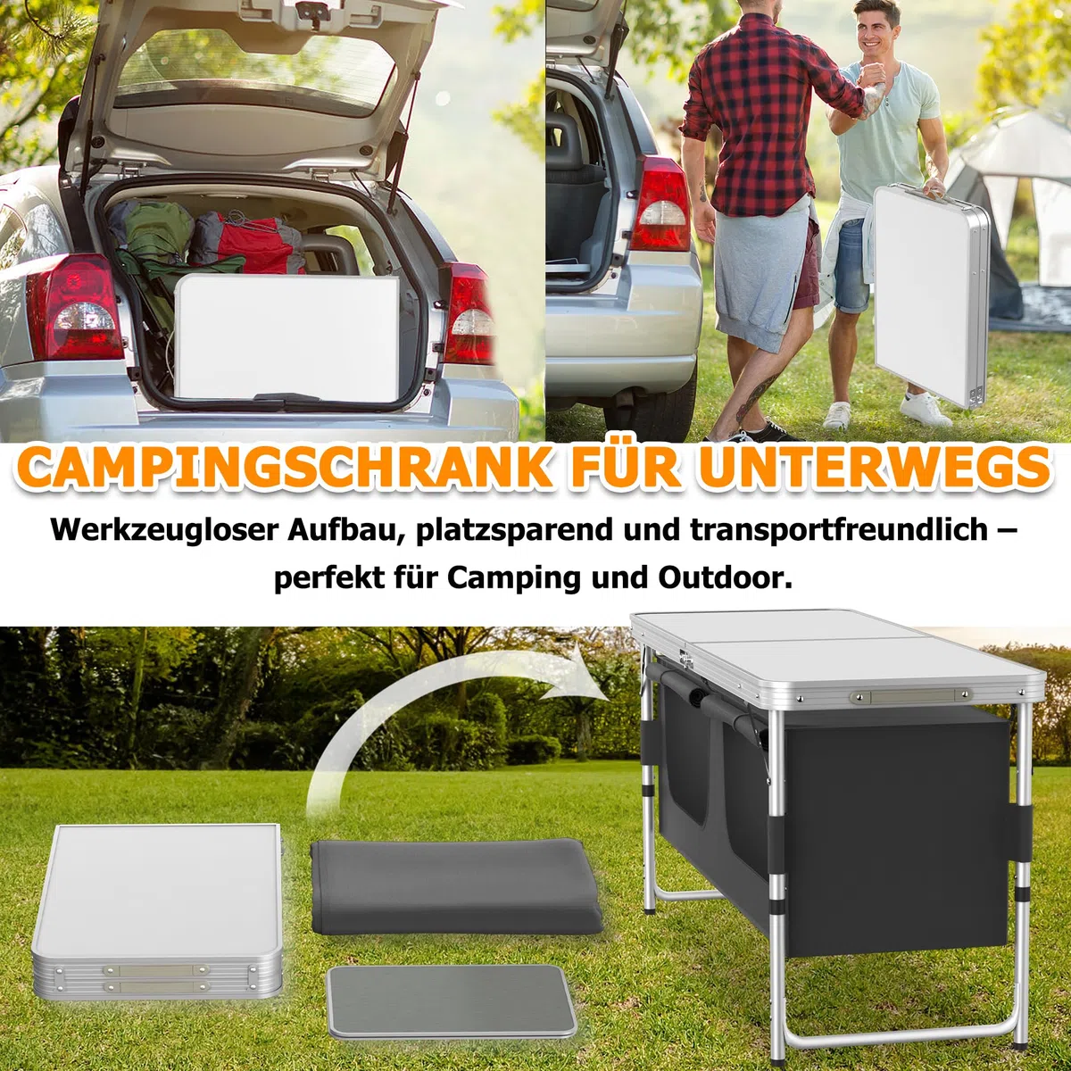 YRHome Campingküche Outdoor Camping Küche Campingschrank Reiseküche mit Aluminiumgestell Tragetasche Küchenbox Faltschrank Zeltschrank Stoffschrank faltbar Windschutz Modelle wählbar