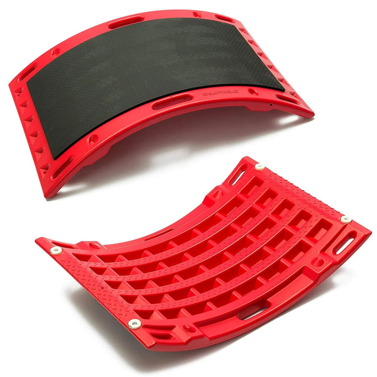 Sport-Thieme Therapie- u. Fitnessbogen | Multifunktionale Fitness-Wippe, Stepper, Balanceboard | Belastbar: 200 kg | Kunststoff, Anti-Rutsch-Matte | 71x49,5x14,5 cm | 3 kg | Rot-Schwarz
