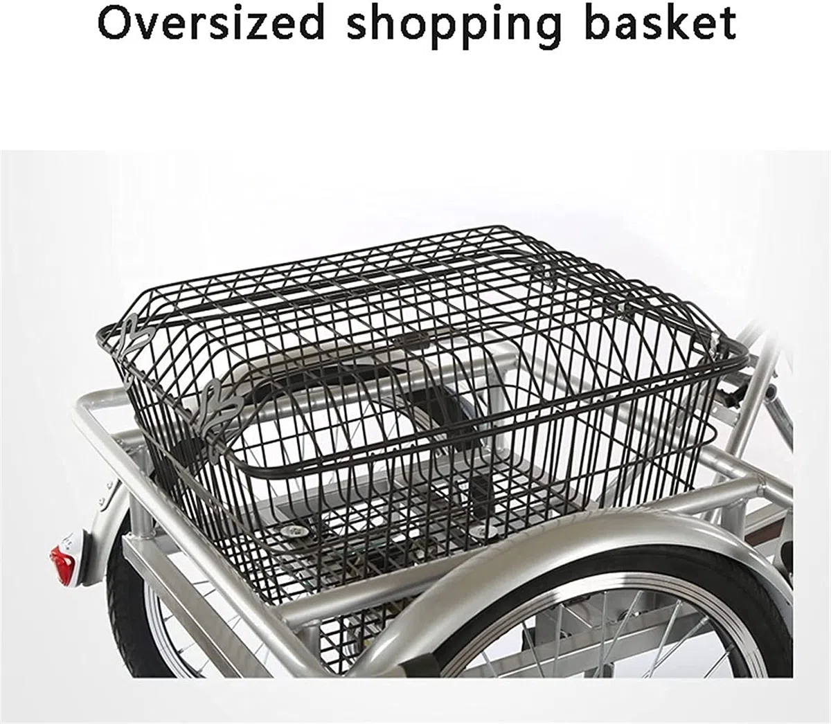 3 Rad Cargo Fahrrad mit Korb, 3-Rad-Cruiser-Trike-Fahrräder, Trike-Dreirad for Erwachsene, 20 Zoll, verstellbares 3-Rad-Fahrrad mit Doppelbremssystem und Fracht-Einkaufskorb für