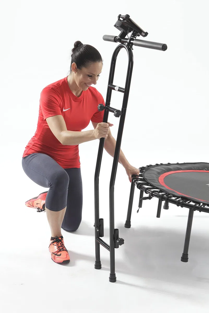 Trampolin Fitness 2.0, mit Sprungzähler, NEU - Innovatives Trampolin, Widerstandsband, DVD, Handyhalterung