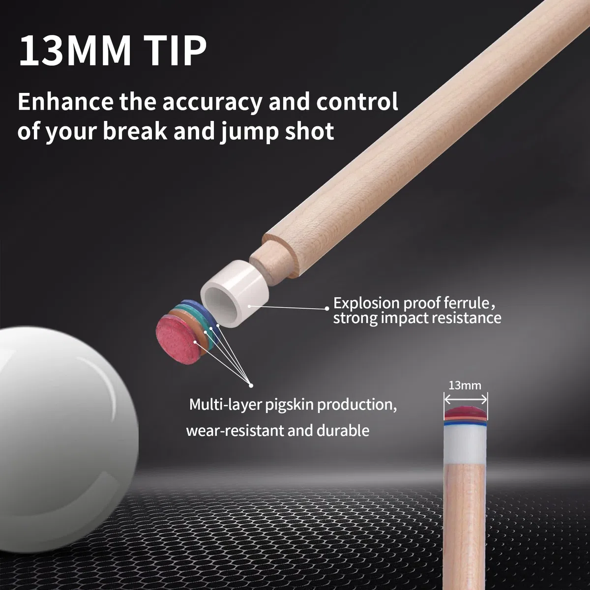 Kmise Professioneller Pool-Queue-Stick – 19 20 21 oz Queue-Sticks aus kanadischem Ahorn, Schaft mit geringer Durchbiegung und teleskopischer Verlängerung aus Kohlefaser, Pool-Sticks für Erwachsene