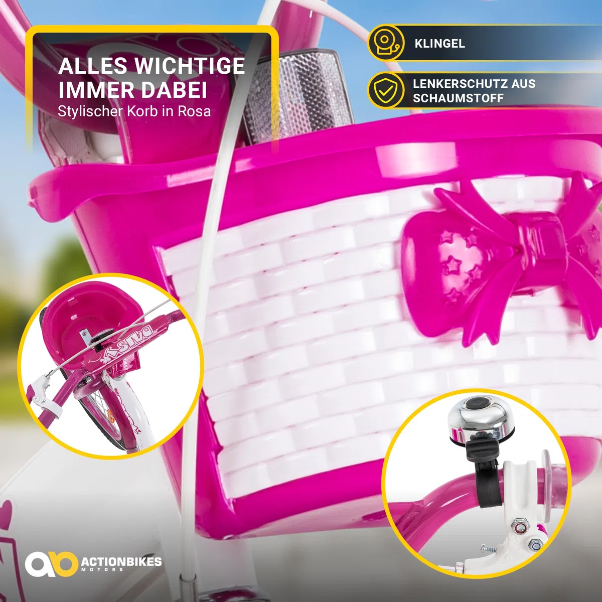 Actionbikes Kinderfahrrad Daisy | 12 16 20 Zoll - V-Brake Bremsen - Fahrrad für Kinder von 2-9 Jahren - Schutzblech v. / h - Kinder Fahrrad für Mädchen & Jungen - Fahrräder - Bicycle - Kinderrad