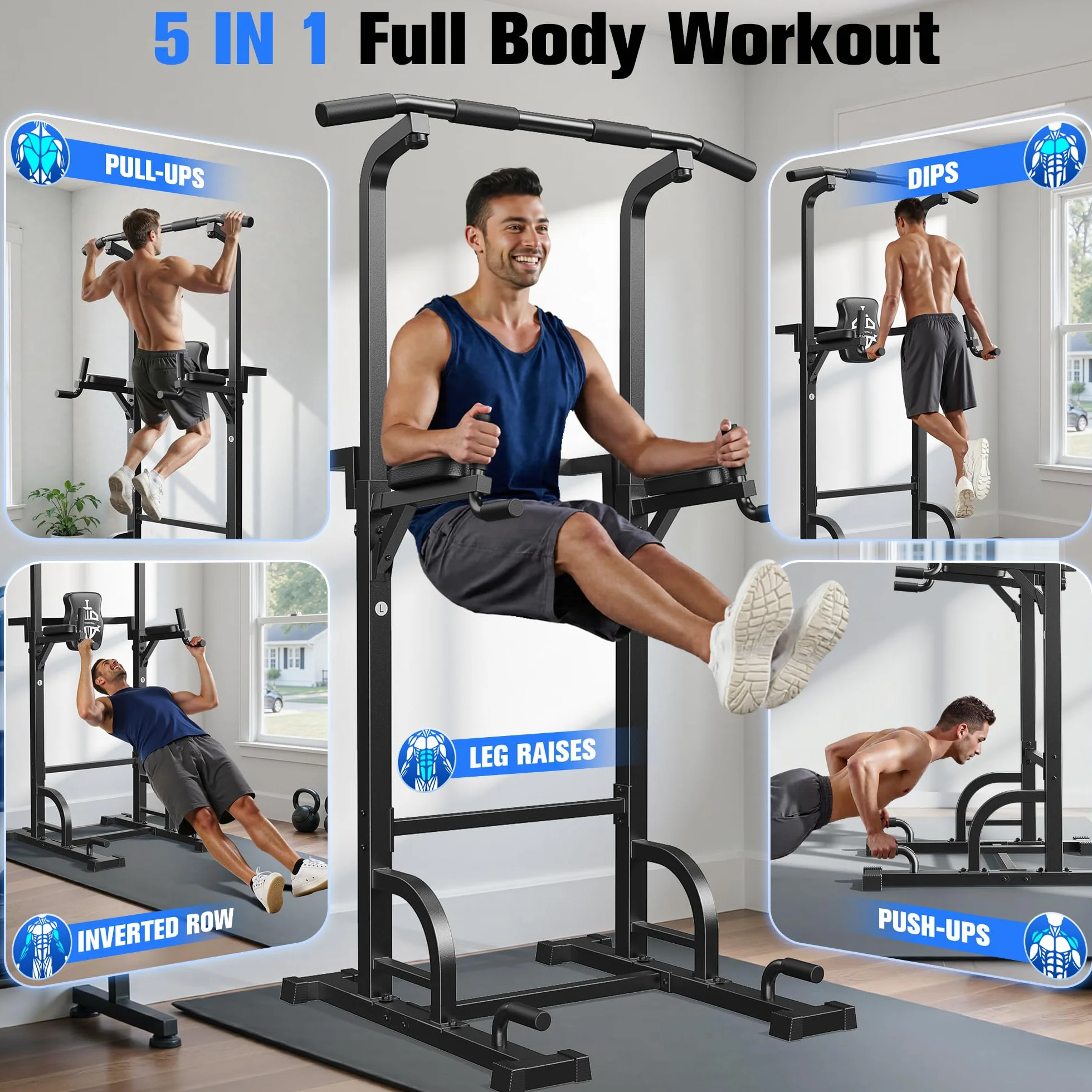 Sportsroyals Power Tower, Dip-Station, Klimmzugstange für das Krafttrainingsgerät im Heim-Fitnessstudio, 204 kg