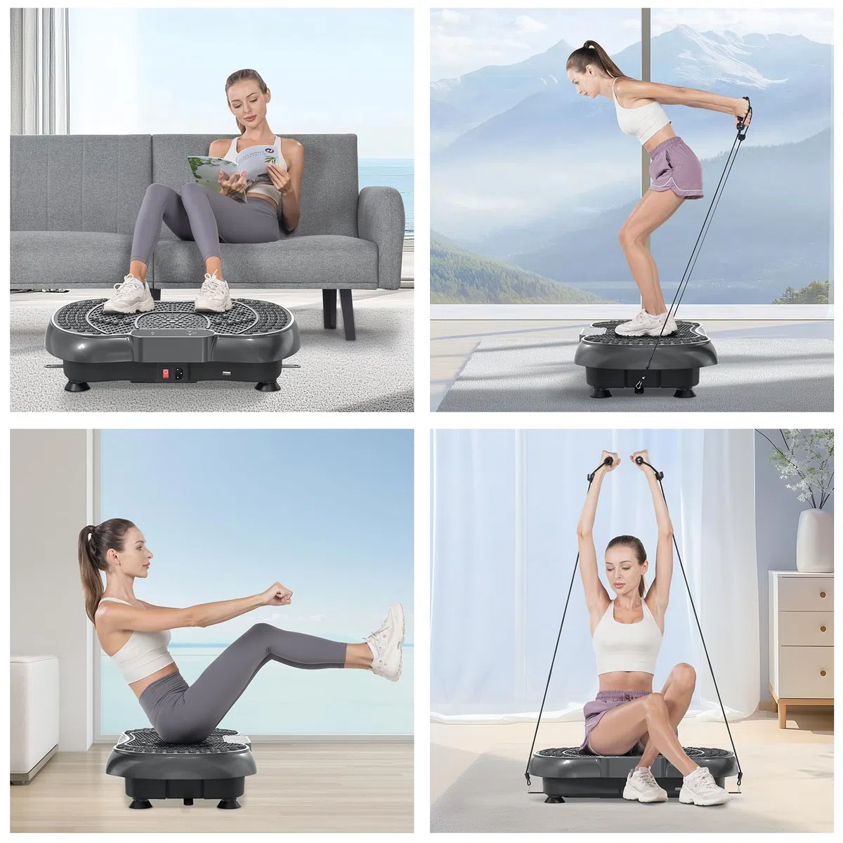 HomeFitnessCode Vibrationsplatte für Frauen Männer - Vibrationsgerät mit Mehreren Stufen + Vorprogramm Vibrationstrainer Zuhause für Abnahme Muskelaufbau Ganzkörpertraining