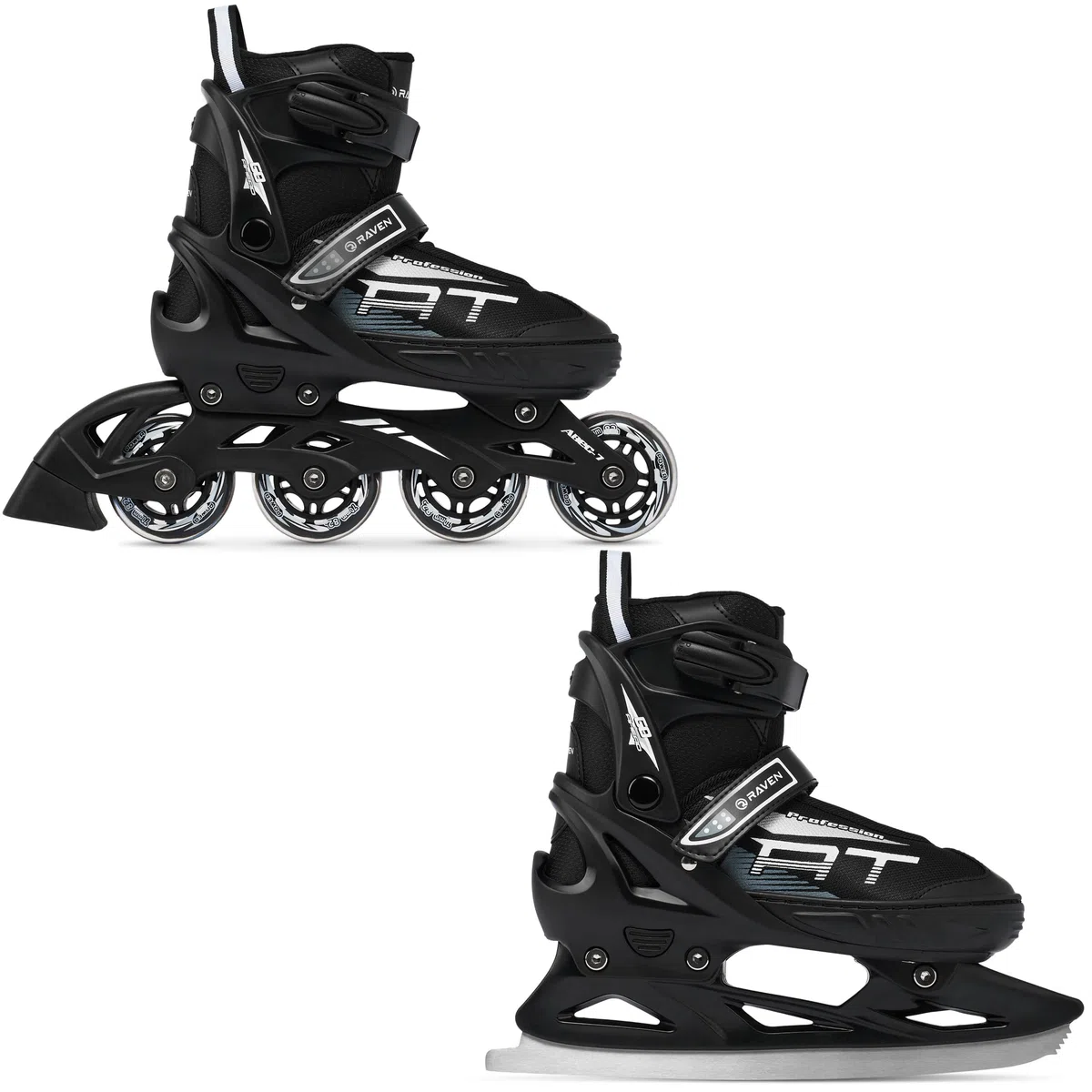 RAVEN Profession Inlineskates Inliner für Kinder und Erwachsene OPTIONAL 2in1 mit Schlittschuhen verstellbar
