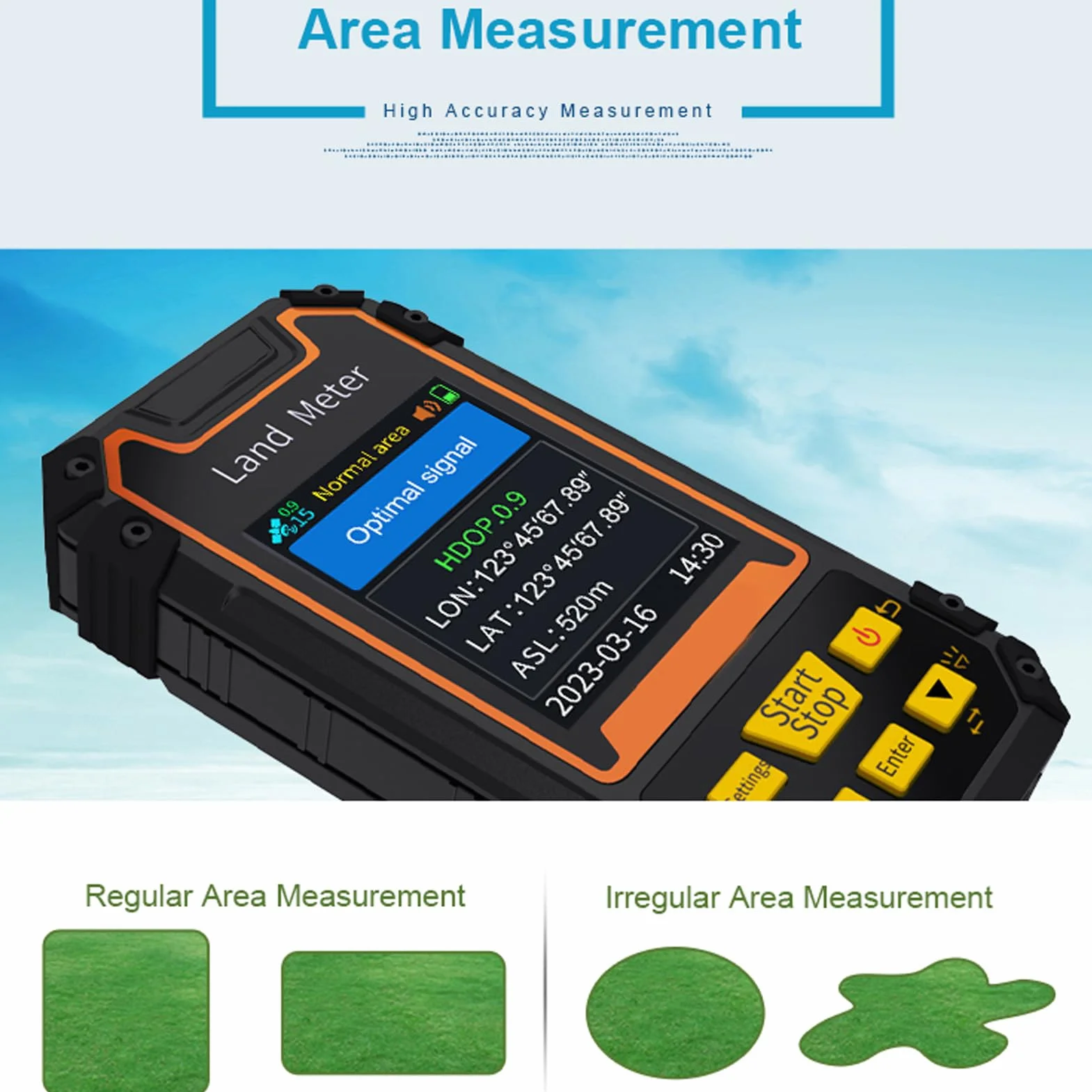 Landmessgerät gps messgerät grundstück 2,4 -Zoll -Farbbildschirm GNSS Handheld Land Messgerät, Mini Tragbare Handschuh -Messwerkzeug für Handheld GPS de mano