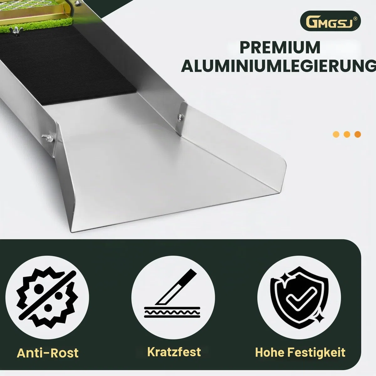 Goldwaschrinne 127 cm klappbar, Aluminium Goldwaschpfanne faltbar, Goldwasch Equipment mit Bergmannsmoos, tragbare Goldsuchrinne für Fluss Bach, Goldwaschen Einsteiger Profi