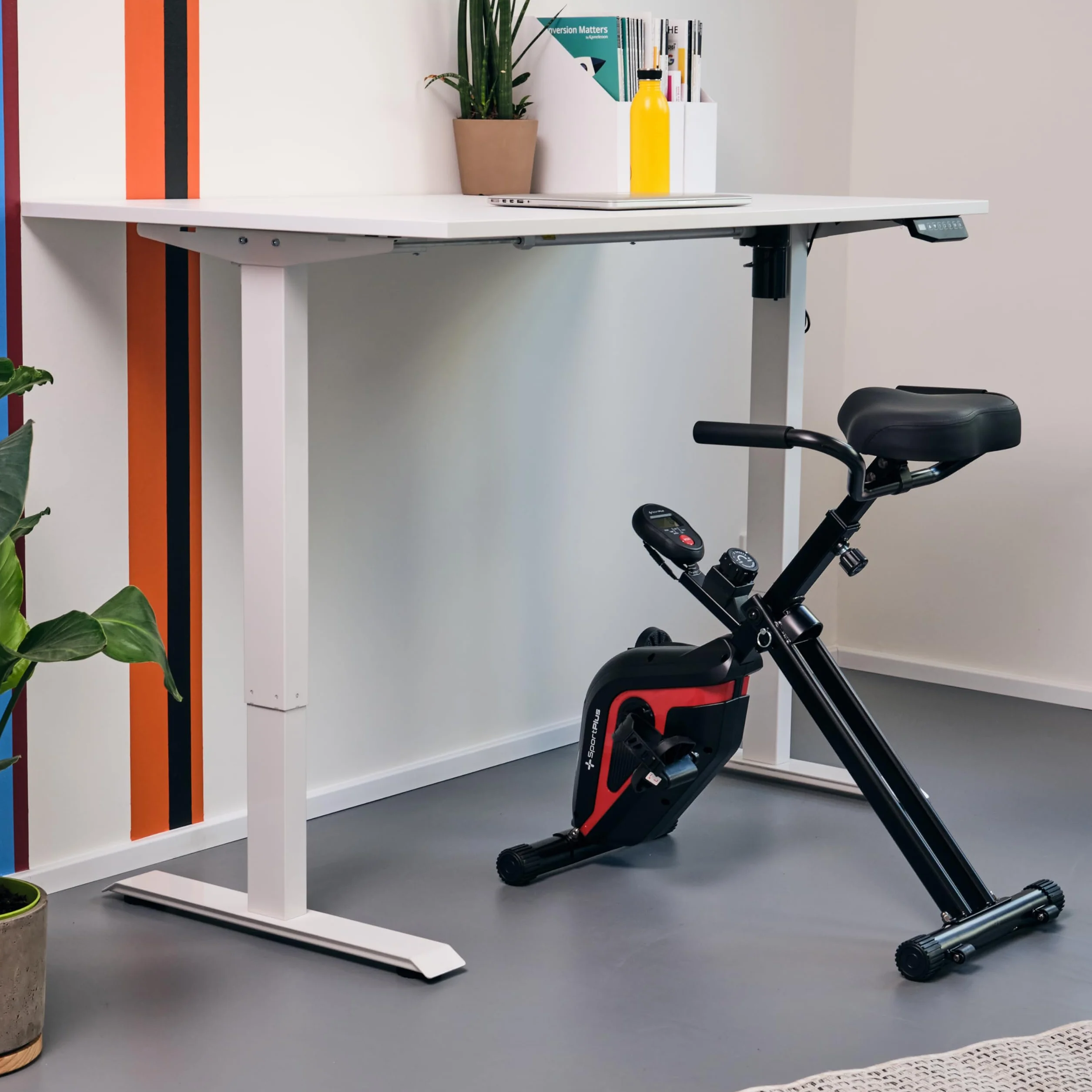 SportPlus Tischfahrrad für zuhause | Heimtrainer Fahrrad klappbar für höhenverstellbare Tische | perfekt für Homeoffice