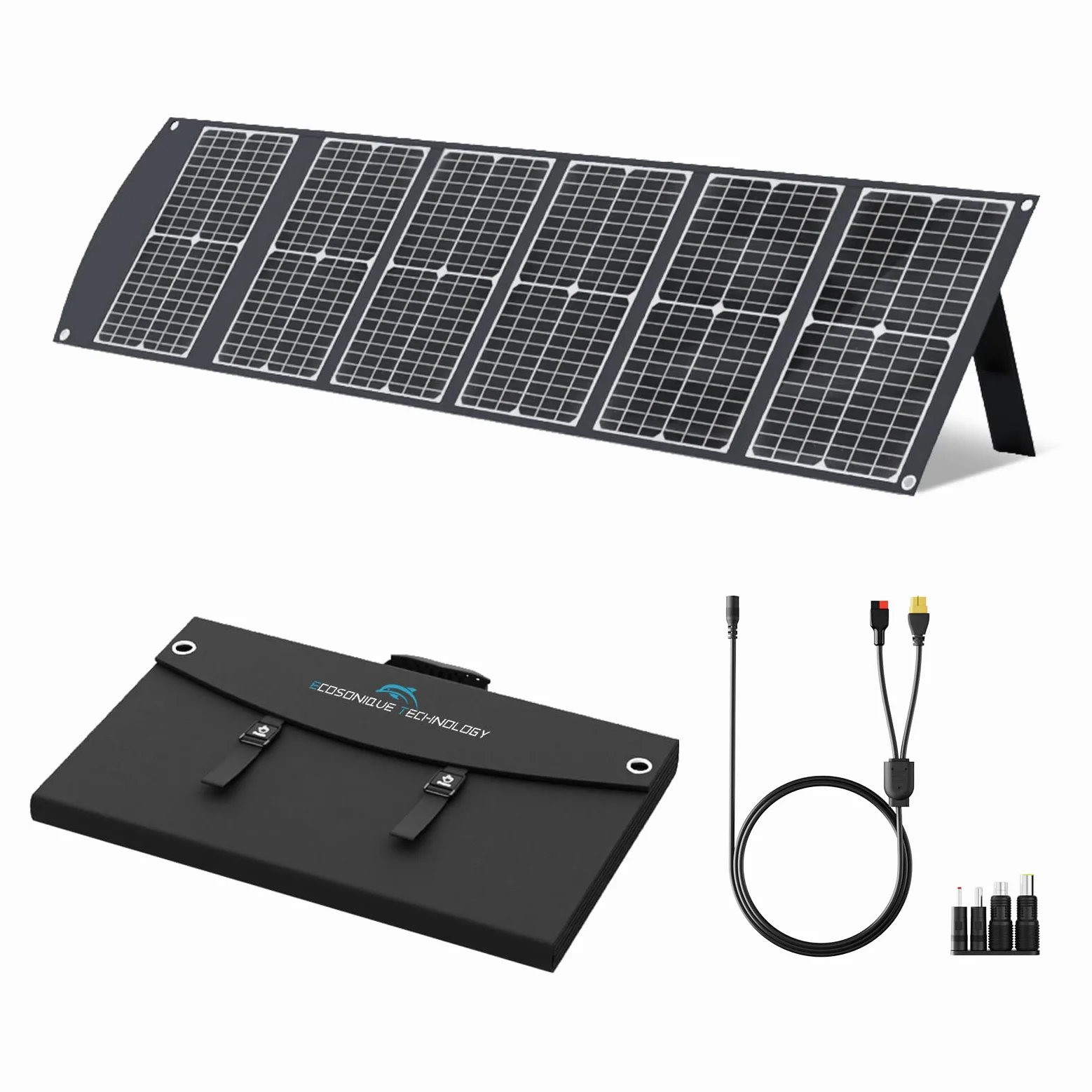 Ecosonique 100W Faltbares Solarpanel, 23,5% Wirkungsgrad, Monokristallin Solarmodul mit USB-C PD3.0 USB-A QC3.0 20V DC Ausgang