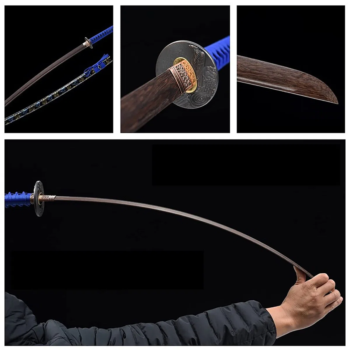 Natürliches Palisander-Katana, handgefertigtes Holz-Samurai-Schwert mit Scheide, 103 cm Bokken für Display, Cosplay-Kollektion und Kendo-Training-I