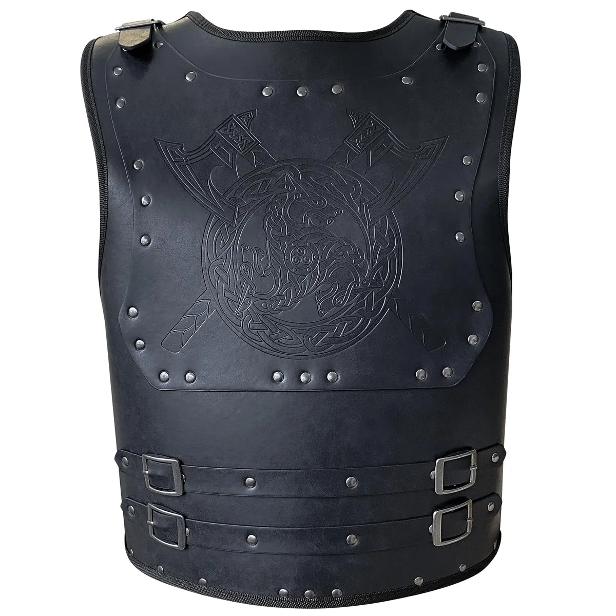 HiiFeuer Viking Warrior PU Leder Brustpanzer, Retro Ritter Leder Körperpanzer, Mittelalterliche Rüstung für LARP/Cosplay
