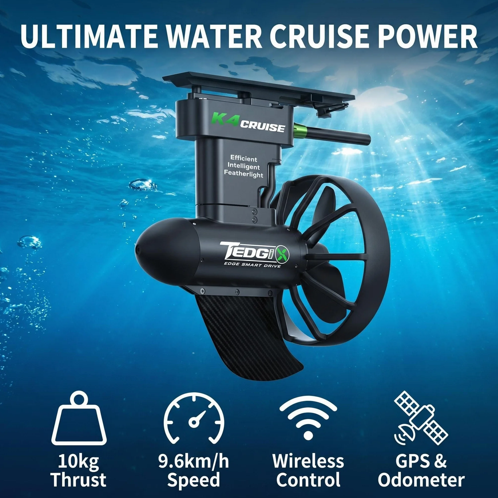 K4 400W Brushless SUP & Kajak Elektrische Flosse 9.1 kg Schub Paddle Board Motor Kit mit kabelloser Fernbedienung und Tempomat - Leichter Universal-Booster für müheloses Fahren (K4+B8 820Wh Akku)