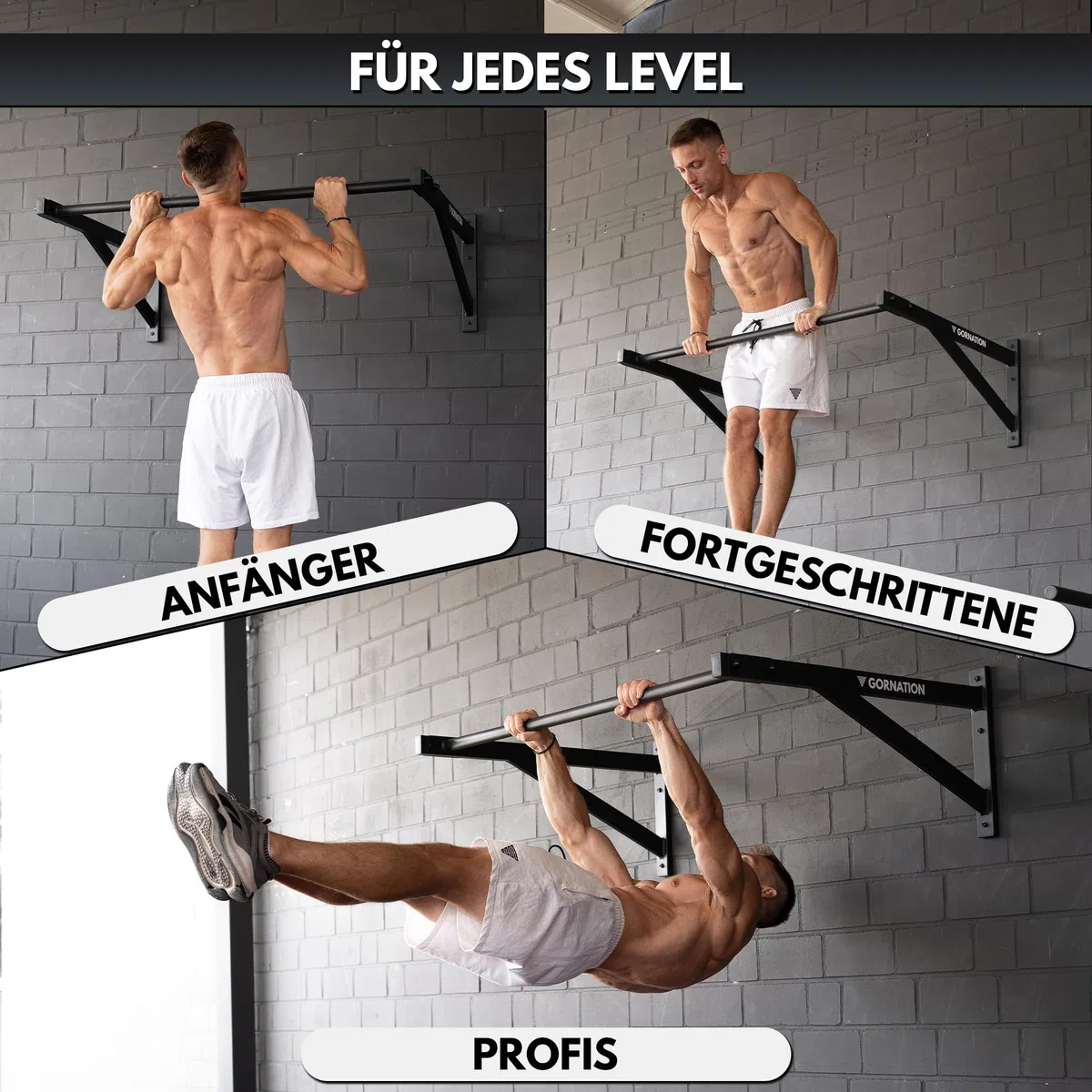 GORNATION Klimmzugstange für Wand, Ganzkörpertraining Reckstange, Pull Up Bar, Klimmzug Wand, Multifunktionale Pull Up Bar, Perfekt für Calisthenics, Klimmzüge, Muscle Ups & Mehr, Ideal für Home Gym