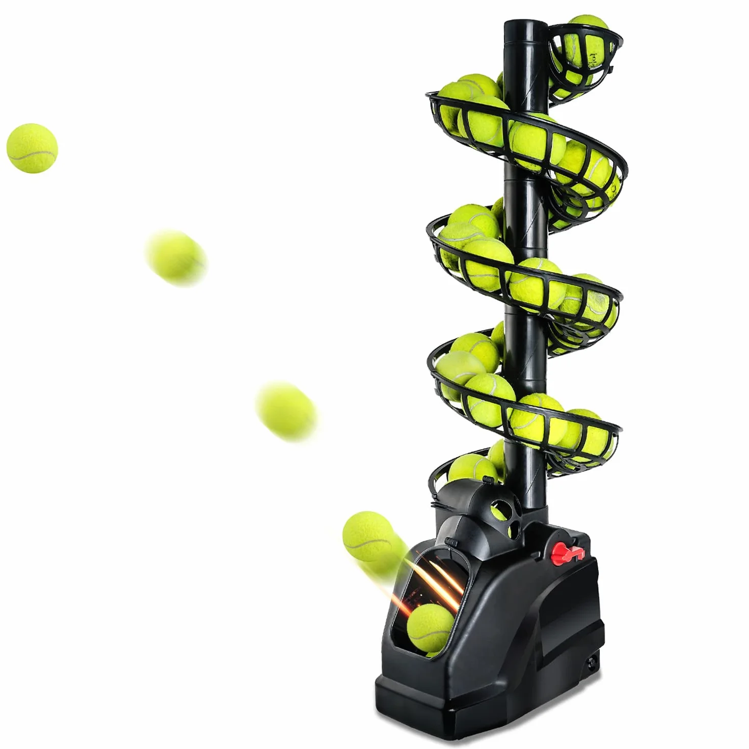 Tennisbälle Maschine(Maximal 30Bälle),Tennisball Trainer für selbsttraining,Anfänger/Kinder/Lehrer/Zuhause/Gericht,genaue effiziente Ballwurfmaschinen für alle Stufen/Alter,AC&Batterie&USB-Kabel