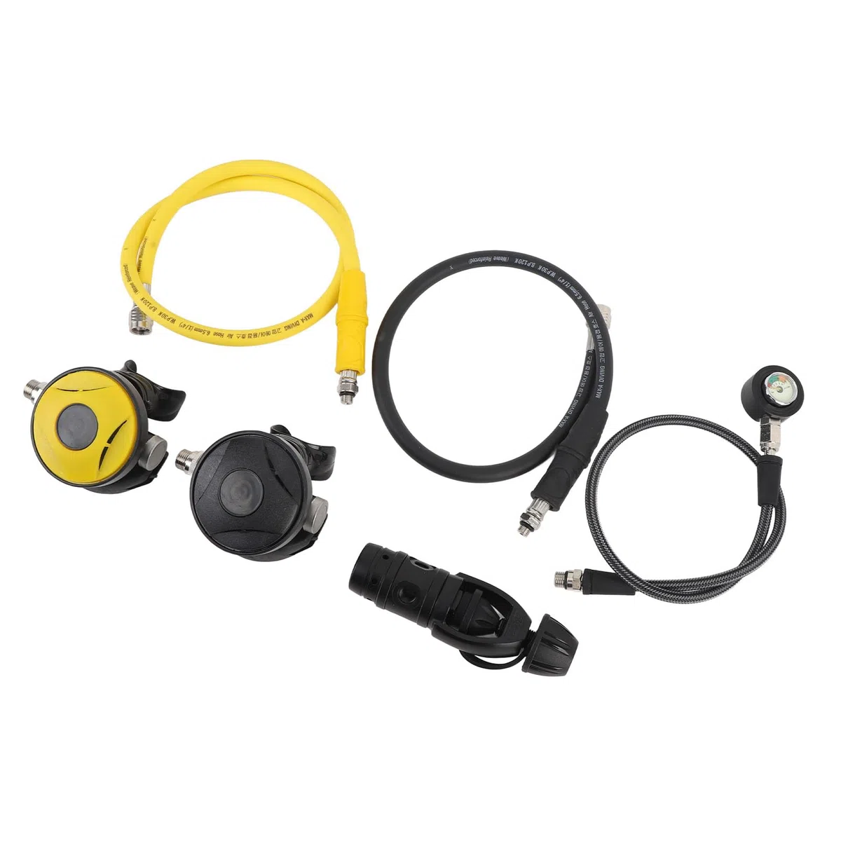 Ausla Tauchregler-Set, Tauchregler der Ersten Stufe aus Aluminium mit Regler der Zweiten Stufe und Manometer, Kompaktes Unterwasser-Atemsystem für Sporttaucher