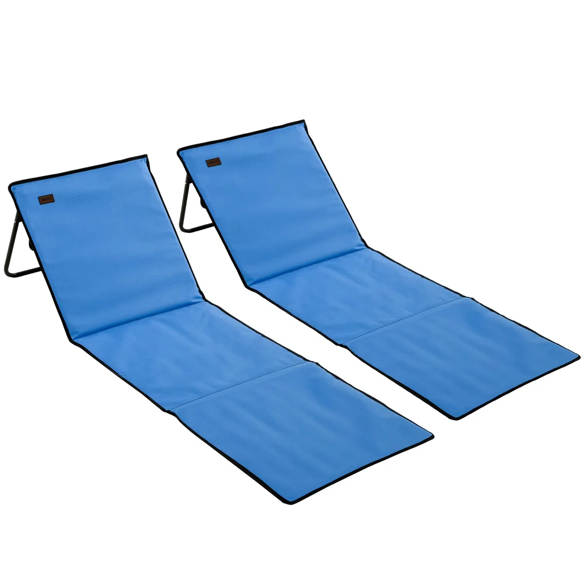 Outsunny 2er-Set gepolsterte Strandmatten mit neigbarer Rückenlehne, Oxford-Stahl blau, inkl. Tragetasche