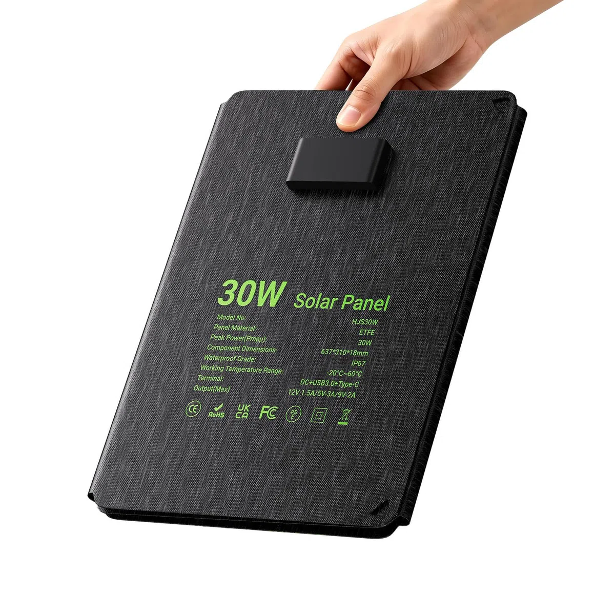 30W Faltbares Solarpanel Wasserdicht IP67 Schnellladung USB C USB A DC Ausgänge für Camping Outdoor