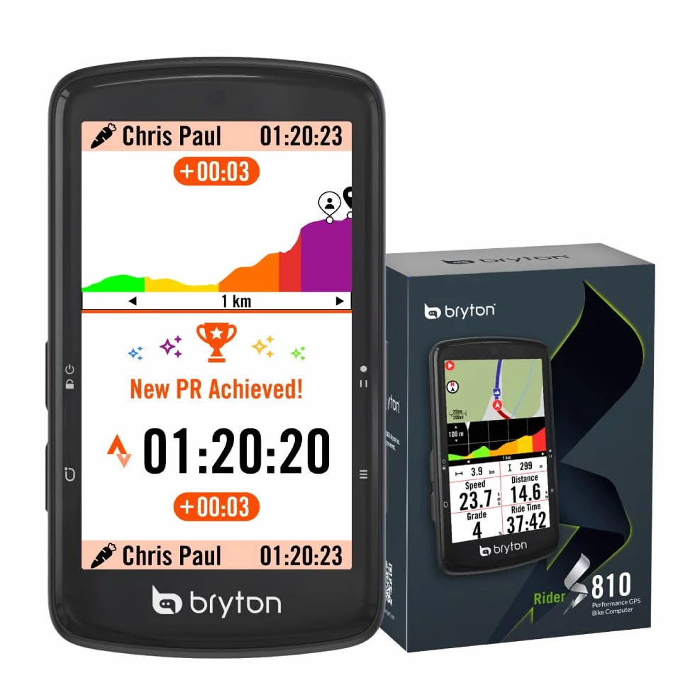 Bryton Rider S810 GPS-Fahrradcomputer 3,5" Farb-Touchscreen 2.5D-Glas 50 Std. Akkulaufzeit Offline-Europakarte Turn-by-Turn-Navigation ANT+/BLE