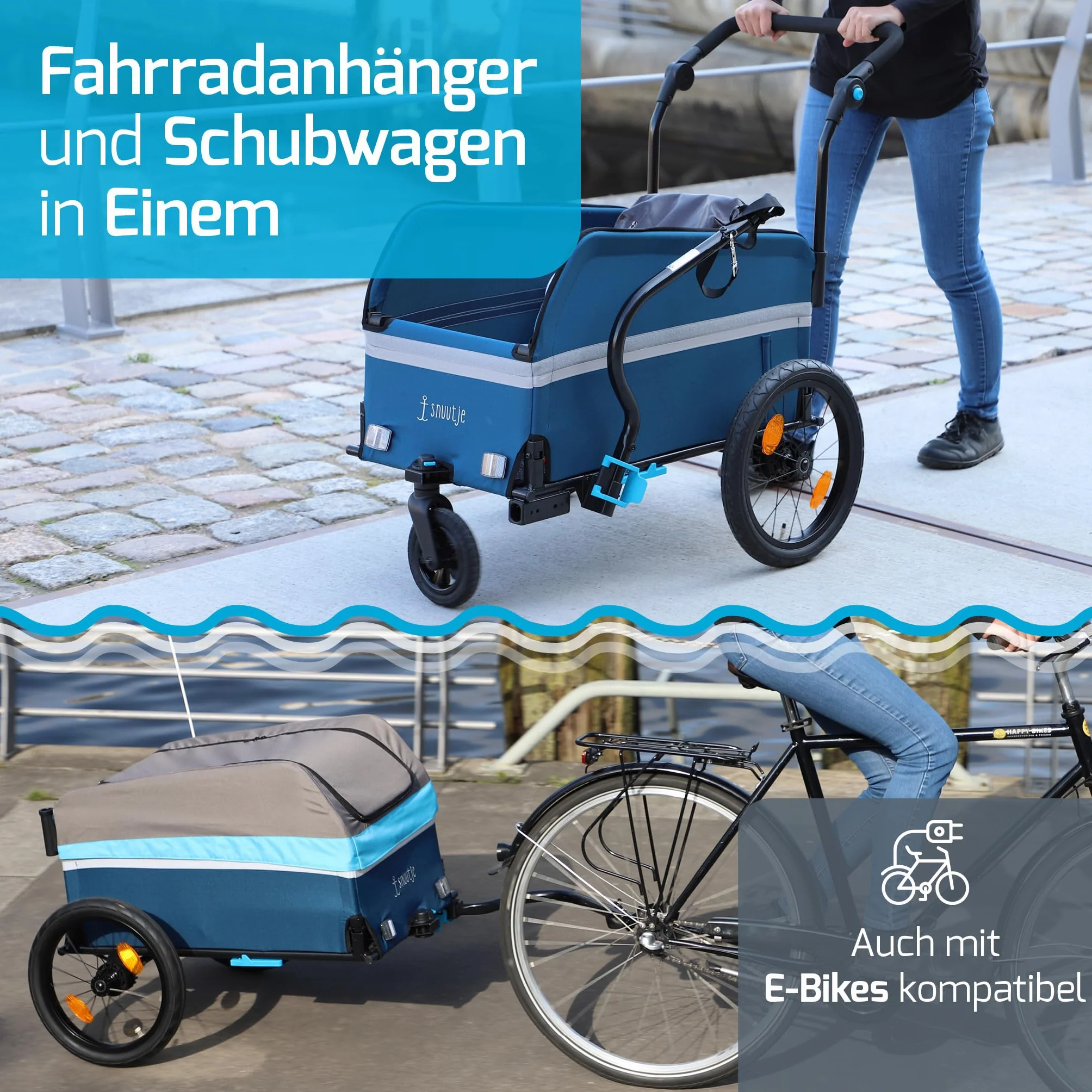 Fahrradanhänger | Lastenanhänger für Fahrrad & ebike | 40 kg Tragkraft 120 Liter | faltbar | mit Regenschutz | perfekt für Einkauf, Ausflug, Festival