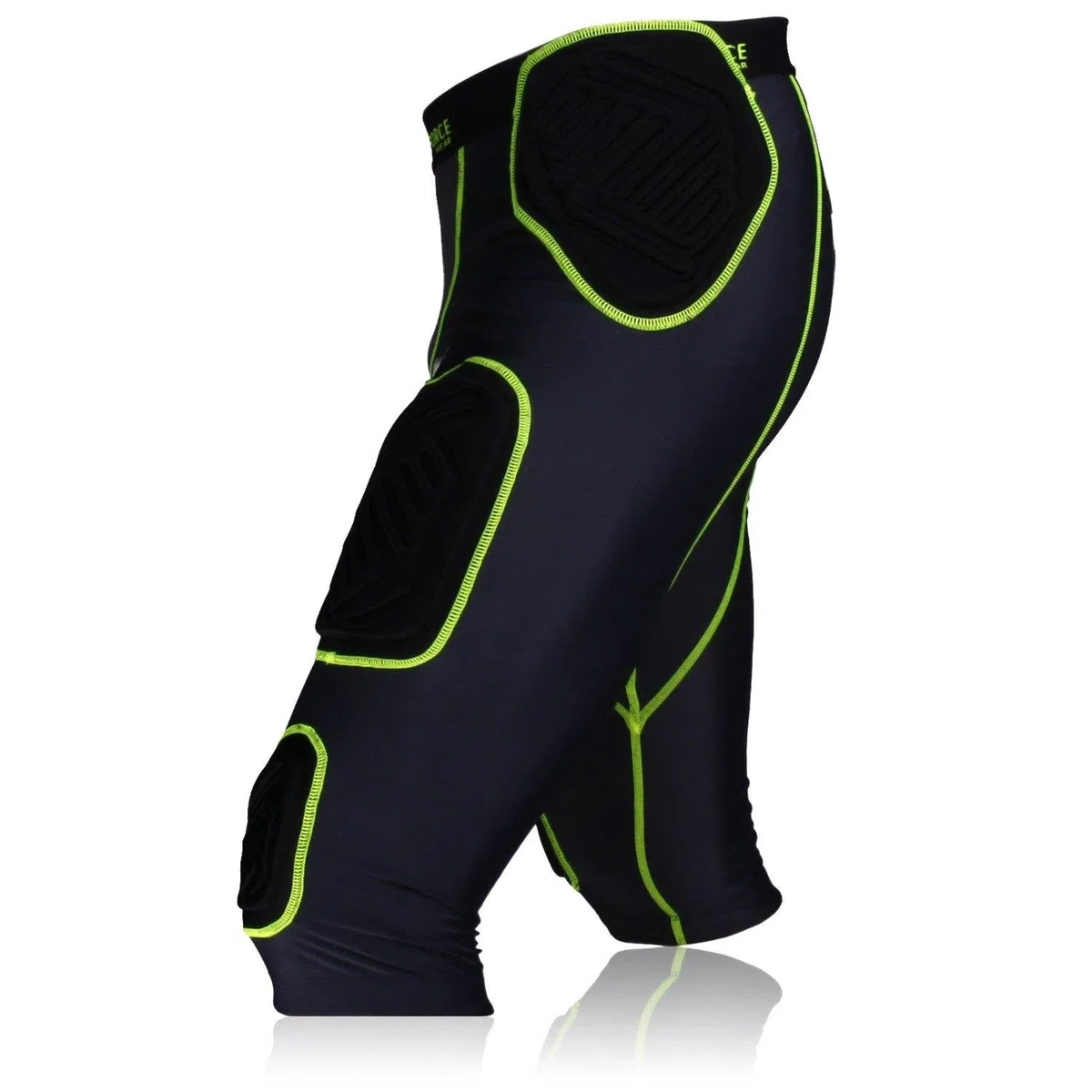 Full Force American Football Unterhose Shocc Lite 7 Pocket Pad, schwarz/neon grün, Gr. S-2XL