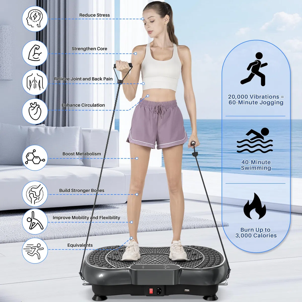 HomeFitnessCode Vibrationsplatte für Frauen Männer - Vibrationsgerät mit Mehreren Stufen + Vorprogramm Vibrationstrainer Zuhause für Abnahme Muskelaufbau Ganzkörpertraining