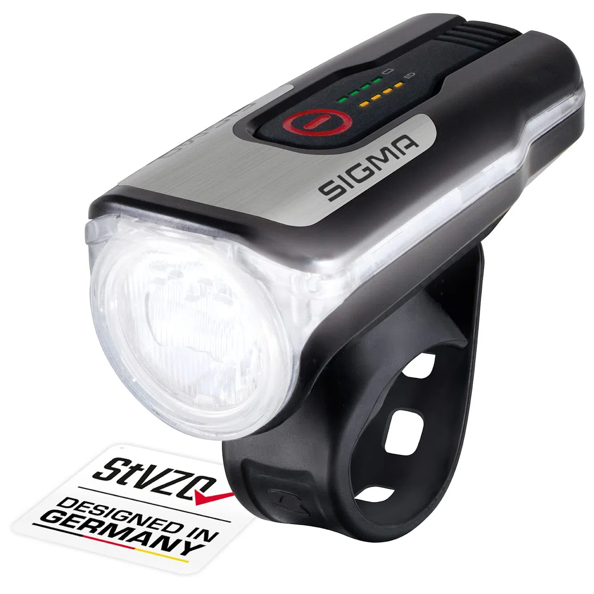 Sigma Aura 80 | LED Fahrradlicht 80 Lux | StVZO zugelassenes, akkubetriebenes Vorderlicht mit 4 Leuchtmodi | 90 m Leuchtweite