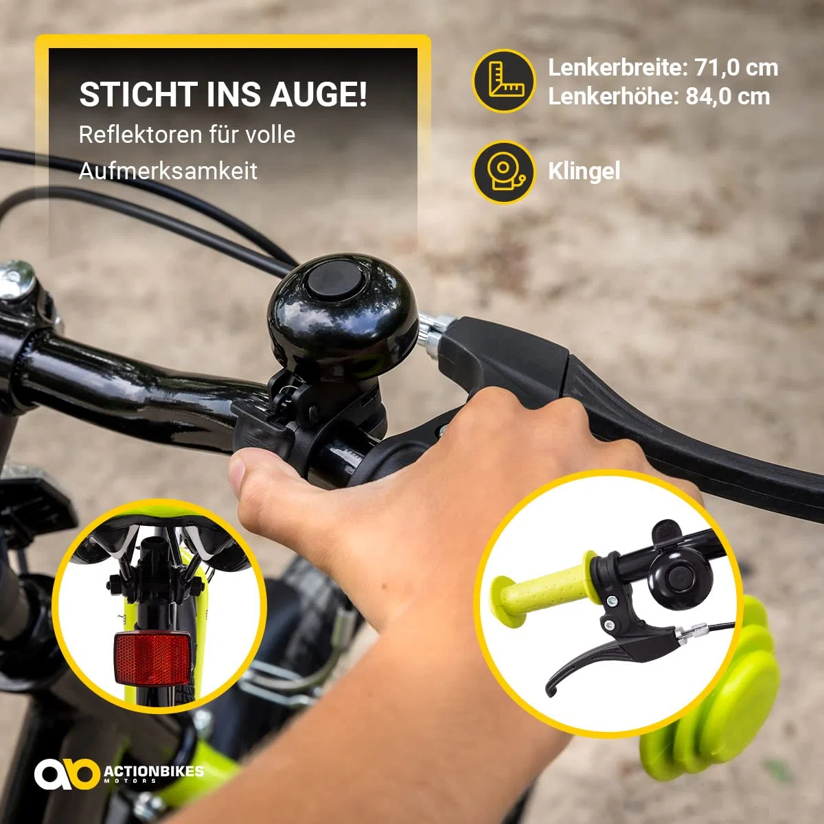 Actionbikes Kinderfahrrad Wasp | 20 Zoll - V-Brake Bremsen - Fahrrad für Kinder von 6-9 Jahren - Schutzblech v. / h - Kinder Fahrrad für Mädchen & Jungen - Fahrräder - Bicycle - Kinderrad - Bike