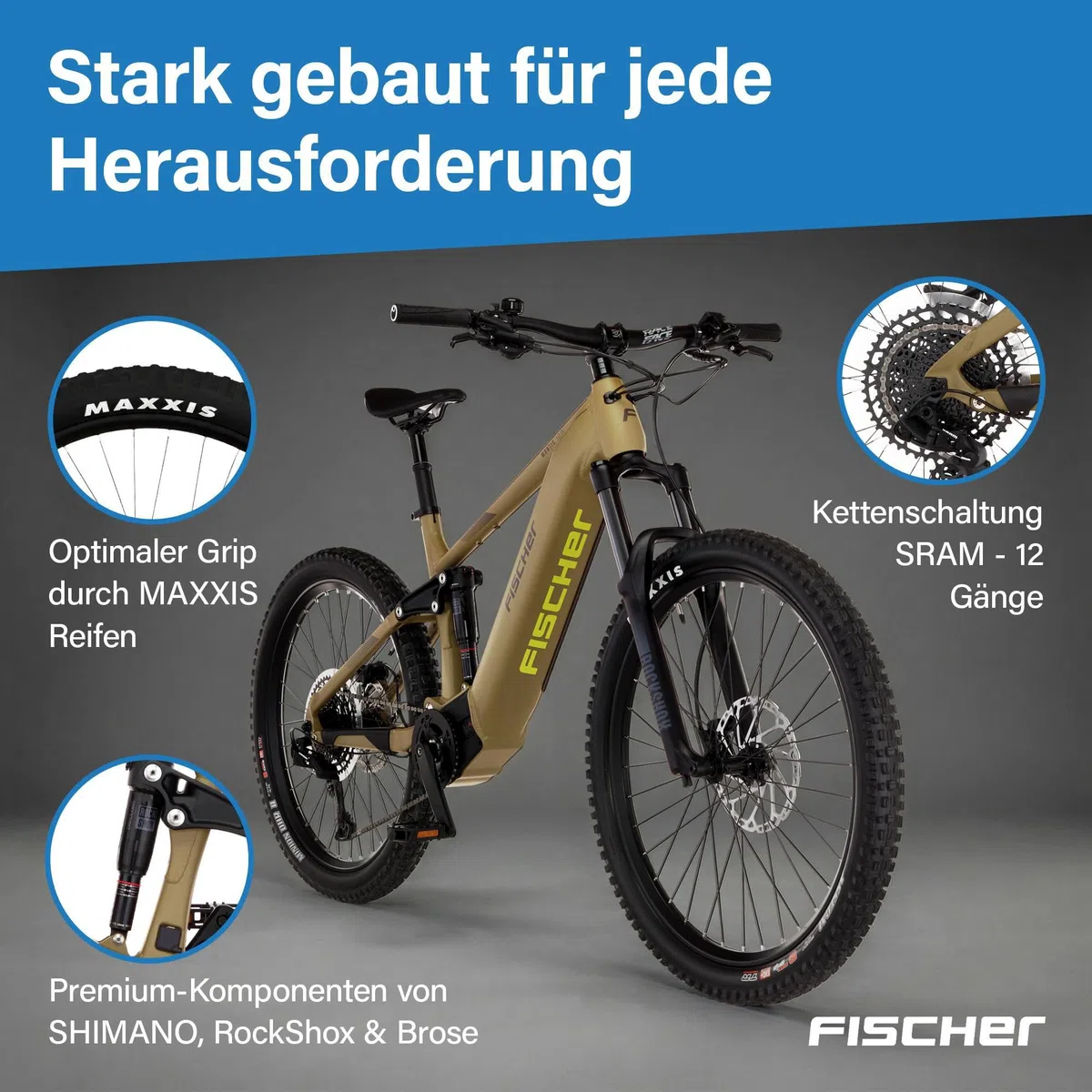Fischer E-Bike MTB Montis 10.0i Ultimate Elektrofahrrad für Damen und Herren, RH 46, Mittelmotor 90 Nm, 36 V Akku
