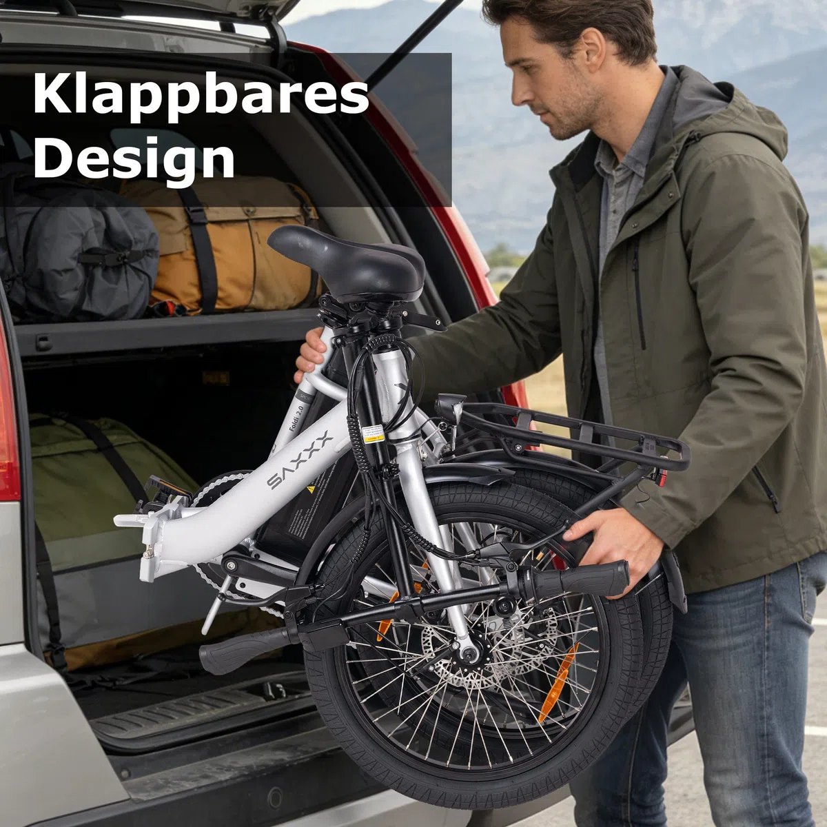 SAXXX E Bike Klapprad 20 Zoll mit 36V 13Ah Akku，90KM Lange Range