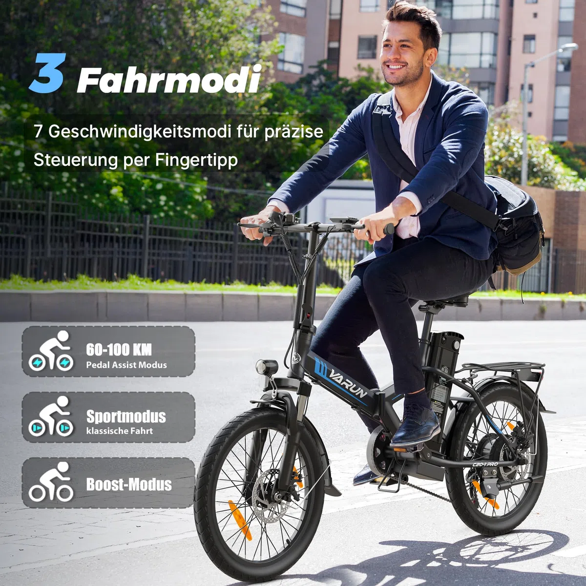 VARUN E Bike, 20 Zoll E-Bike Klapprad mit 48V 624 Wh Akku, Max 100 KM, Ebike Damen Herren mit 250W Motor, 25KM/H, 7-Gang, Elektrofahrrad City Ebike für Pendler und Camping, EU-Konformes