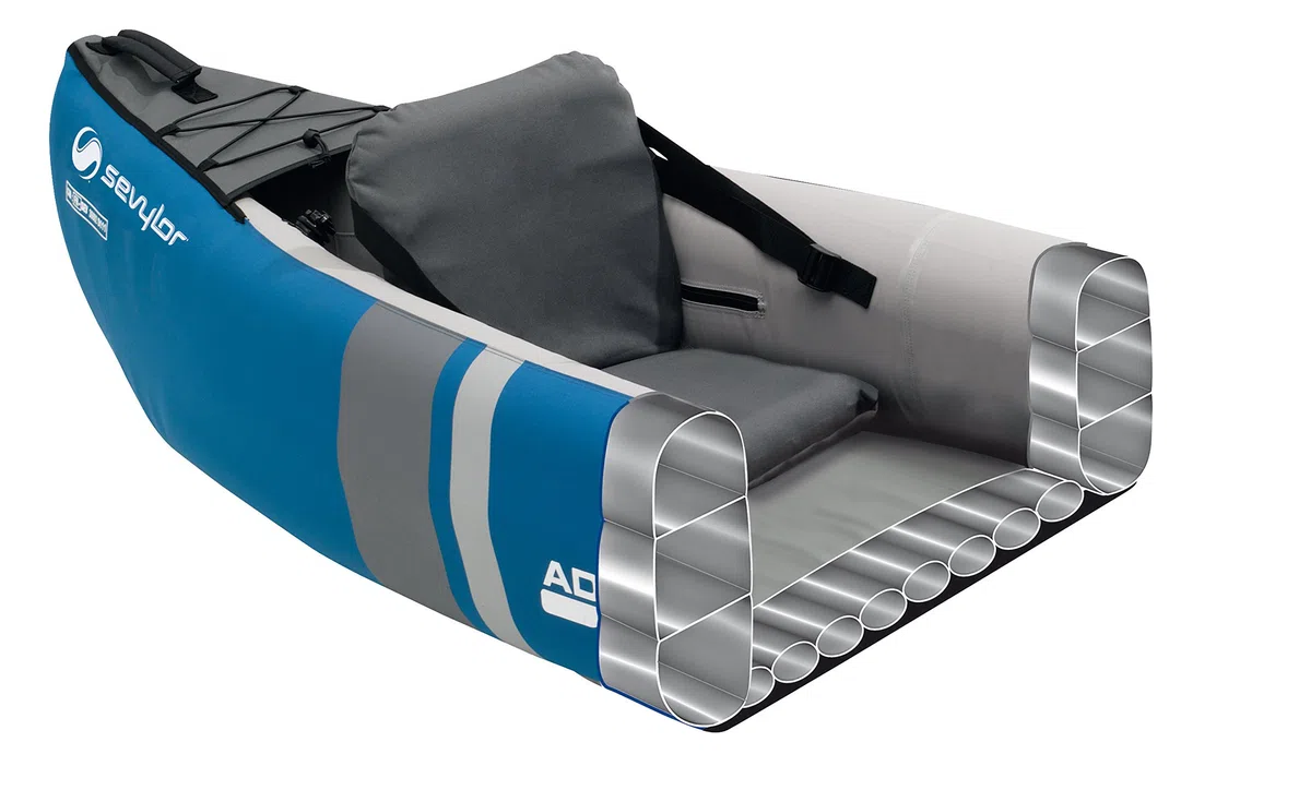 Sevylor Kanu aufblasbar Adventure Kit - 2 Personen Faltkajak inkl. 2 Paddel, Fußpumpe, 314 x 88 cm