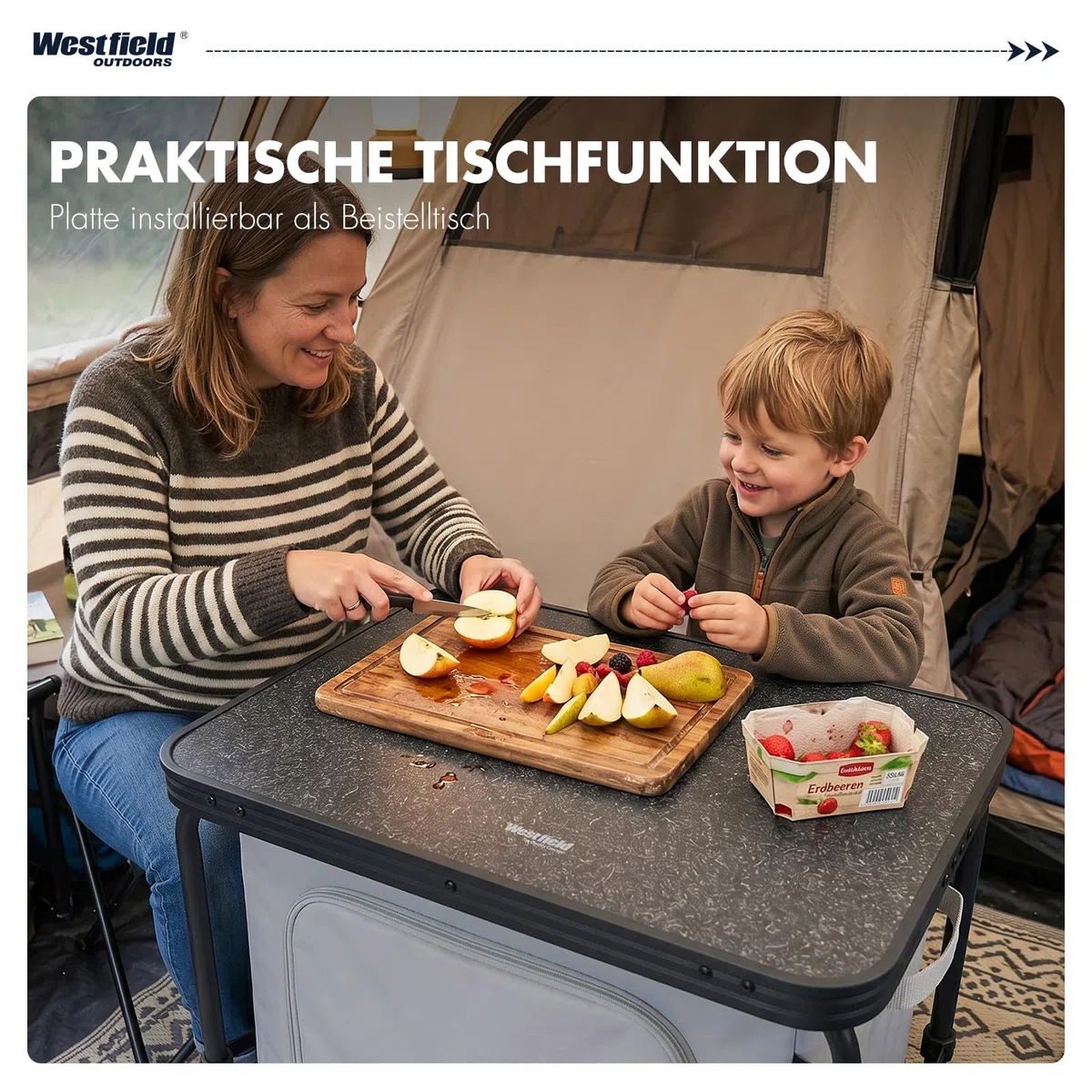 Westfield Outdoors Modulor I+, Campingschrank Faltbar, Campingküche Klappbar mit Tragetasche, Faltschrank Klappschrank viel Stauraum Tragbar für Camping, Balkon, Terrasse