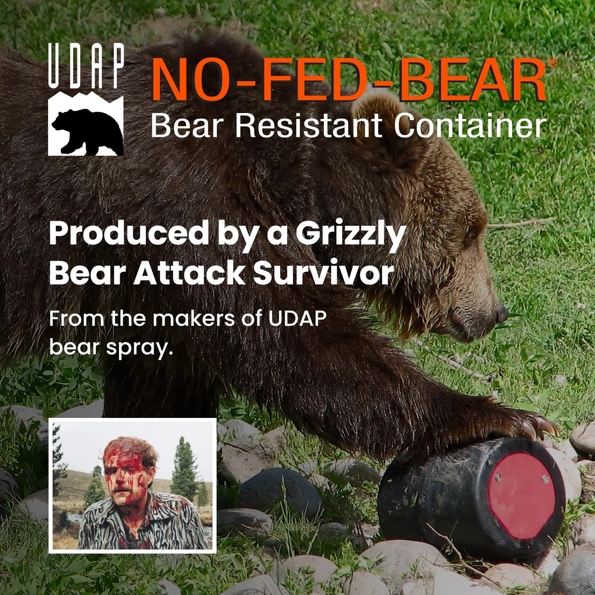 NO-FED-BEAR UDAP BRCWC Aufbewahrungsbehälter für Wandern, Camping, Rucksackreisen, Jagd, mit Tragetasche, 2 Liter, 20,3 x 25,4 cm
