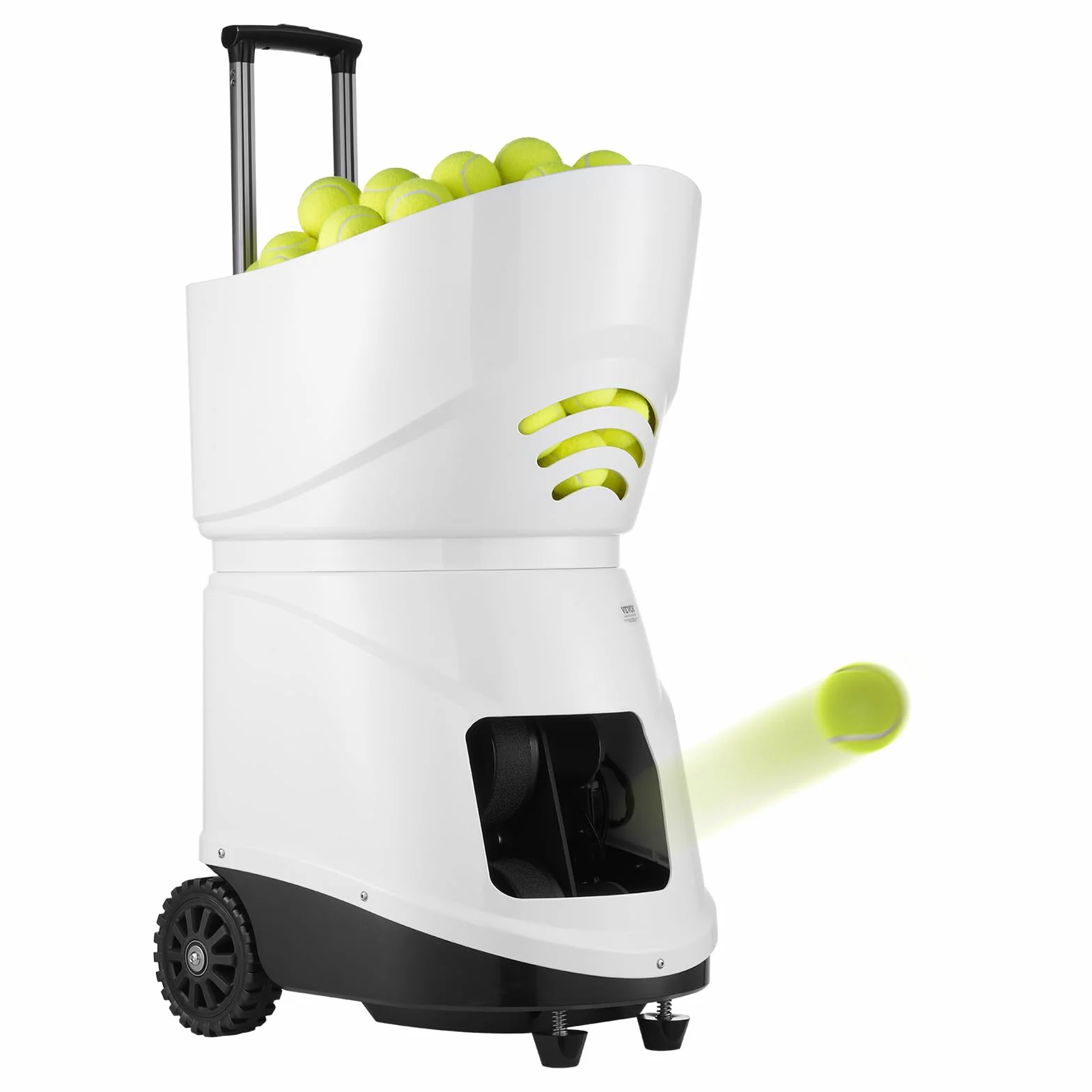 VEVOR Tennisballmaschine, tragbarer Tennisballwerfer, Übungswerfer für 150 Bälle, Tennistraining, 5 Motoren, Multimodus-Übungen, über 2 Std. Spielzeit, wiederaufladbarer Akku, Fernbedienung per App